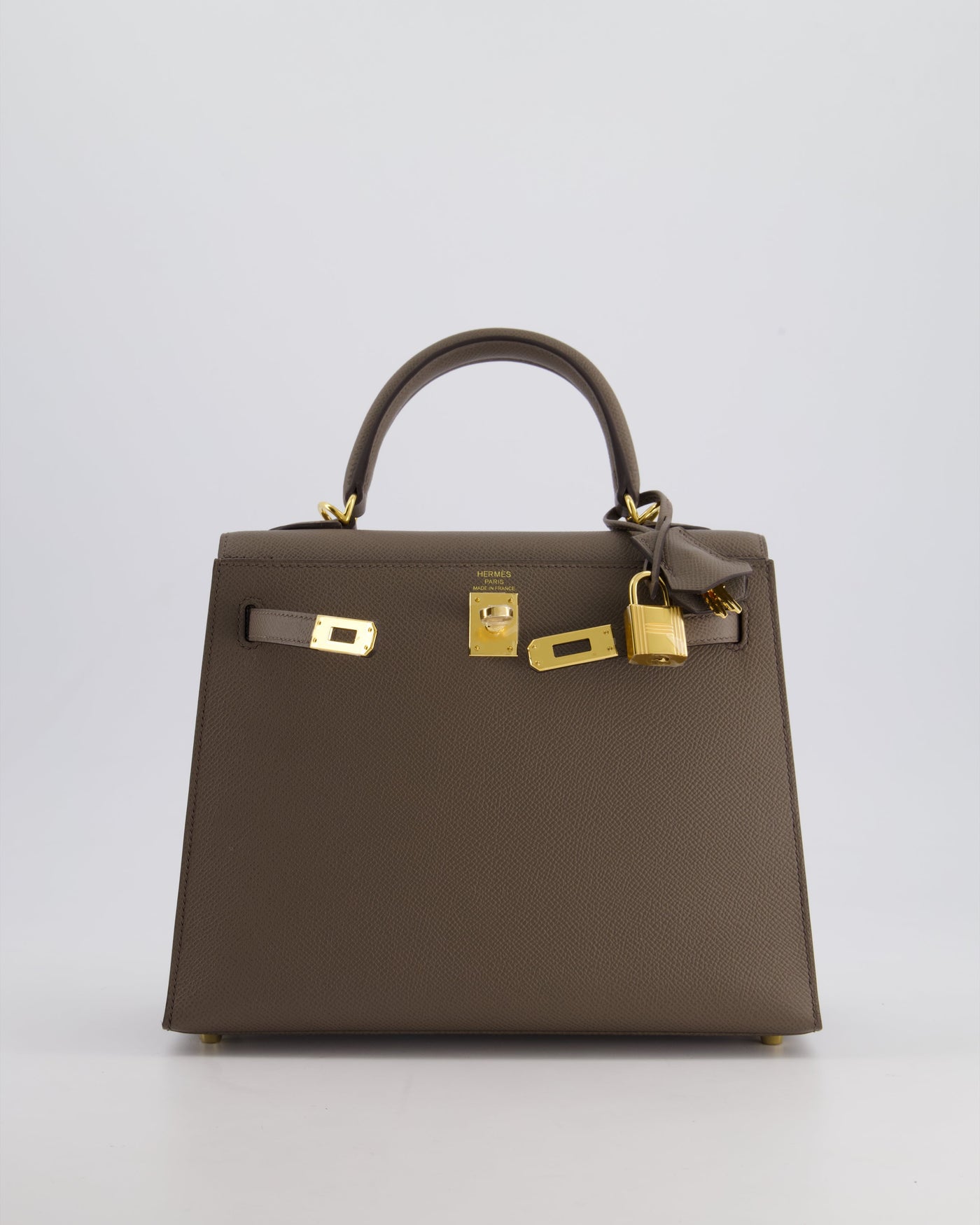 *RARE* Hermes Kelly 25 Sellier Bag in Gris Etain Epsom Leather with Gold Hardware - Product Image 22