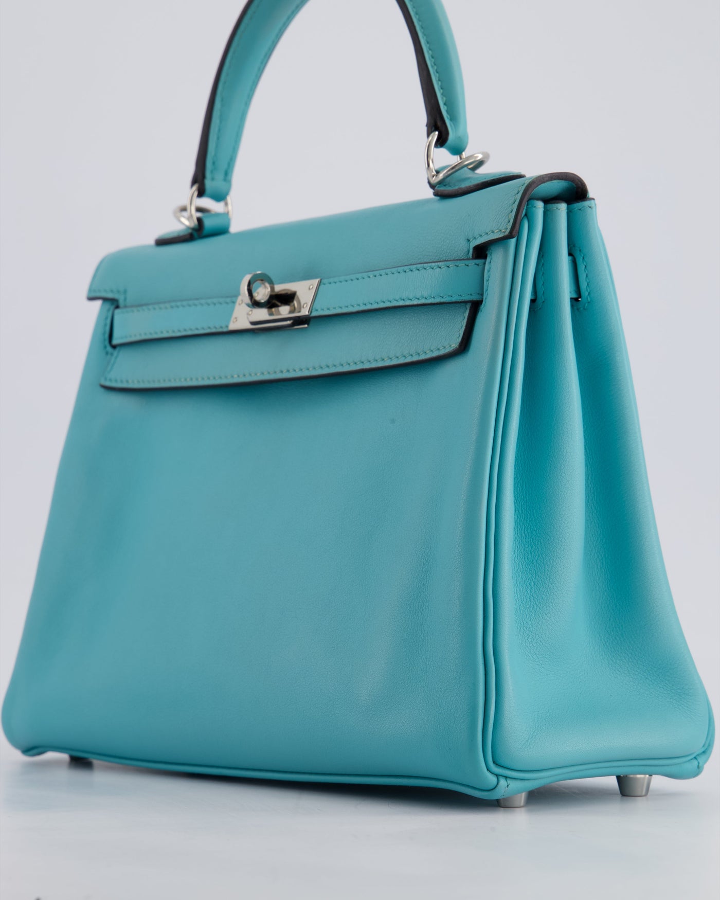 Hermes Kelly 25 Retourne Bag in Bleu Atoll Swift Leather with Palladium Hardware - Product Image 12