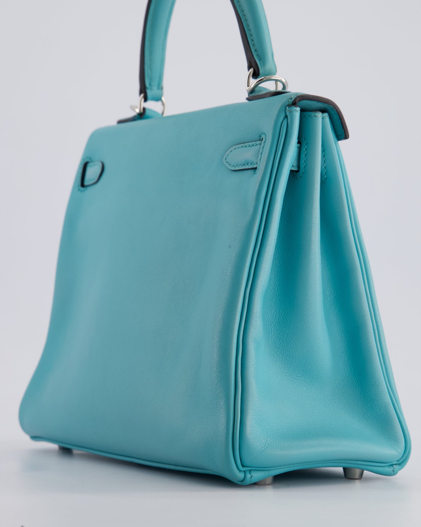 Hermes Kelly 25 Retourne Bag in Bleu Atoll Swift Leather with Palladium Hardware - Product Image 13