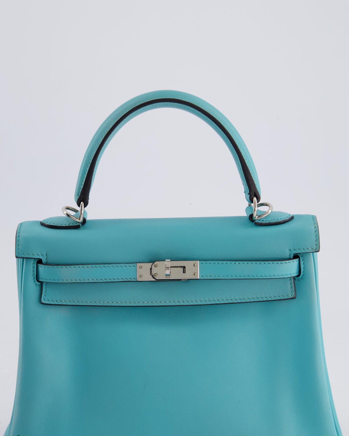 Hermes Kelly 25 Retourne Bag in Bleu Atoll Swift Leather with Palladium Hardware - Product Image 15