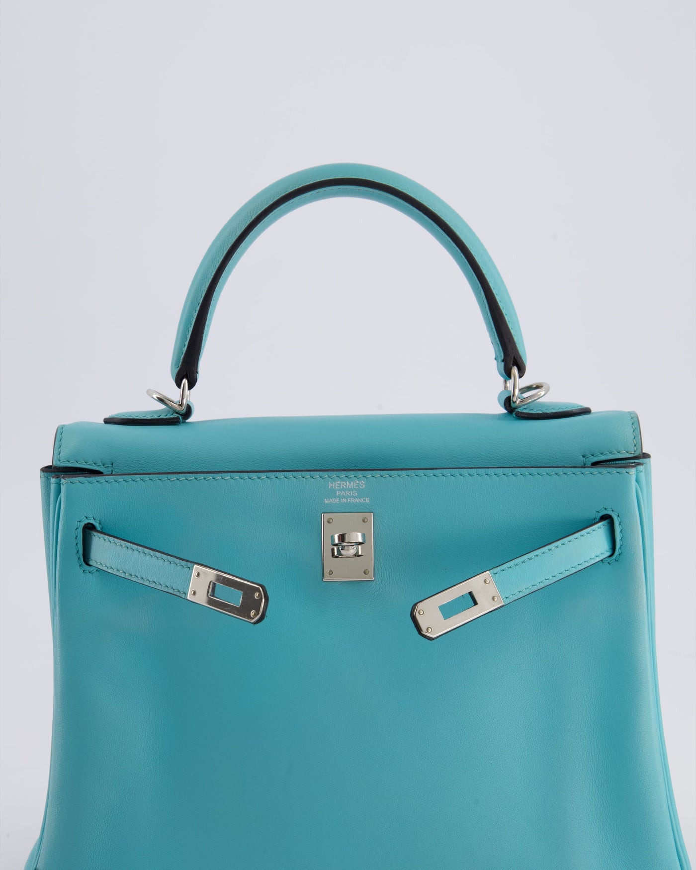 Hermes Kelly 25 Retourne Bag in Bleu Atoll Swift Leather with Palladium Hardware - Product Image 16