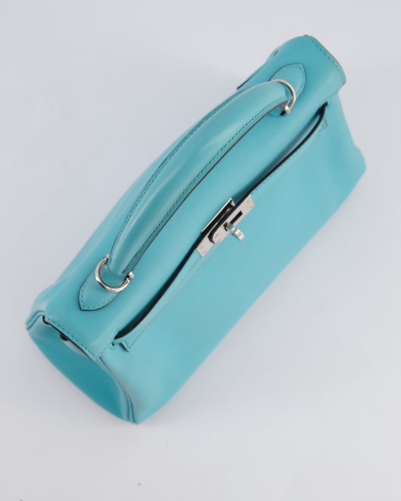 Hermes Kelly 25 Retourne Bag in Bleu Atoll Swift Leather with Palladium Hardware - Product Image 17
