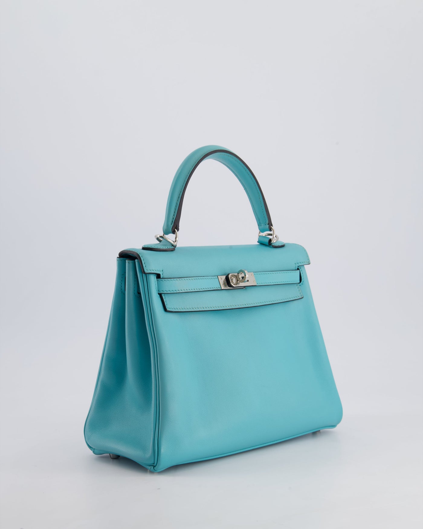 Hermes Kelly 25 Retourne Bag in Bleu Atoll Swift Leather with Palladium Hardware - Product Image 4