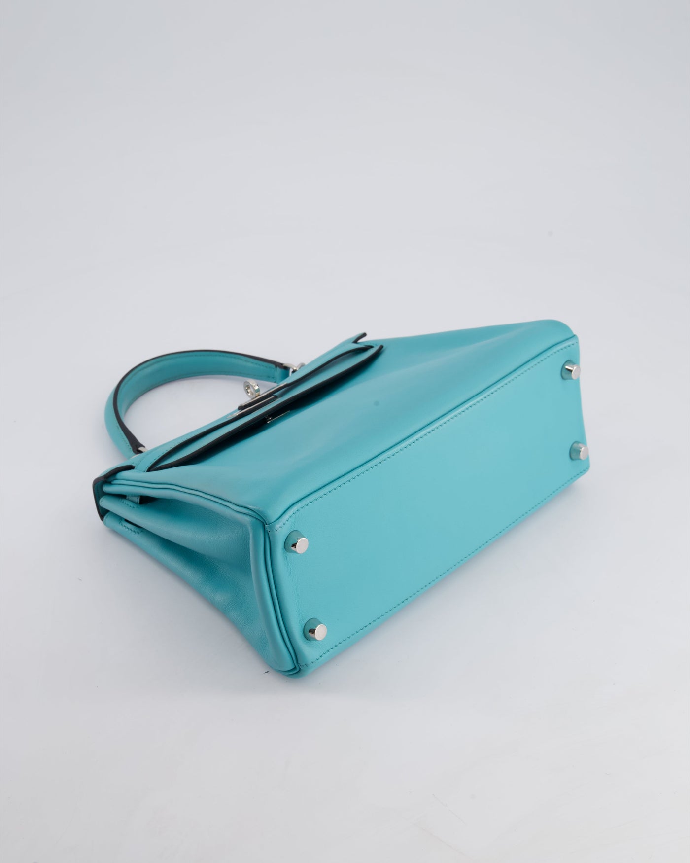 Hermes Kelly 25 Retourne Bag in Bleu Atoll Swift Leather with Palladium Hardware - Product Image 18