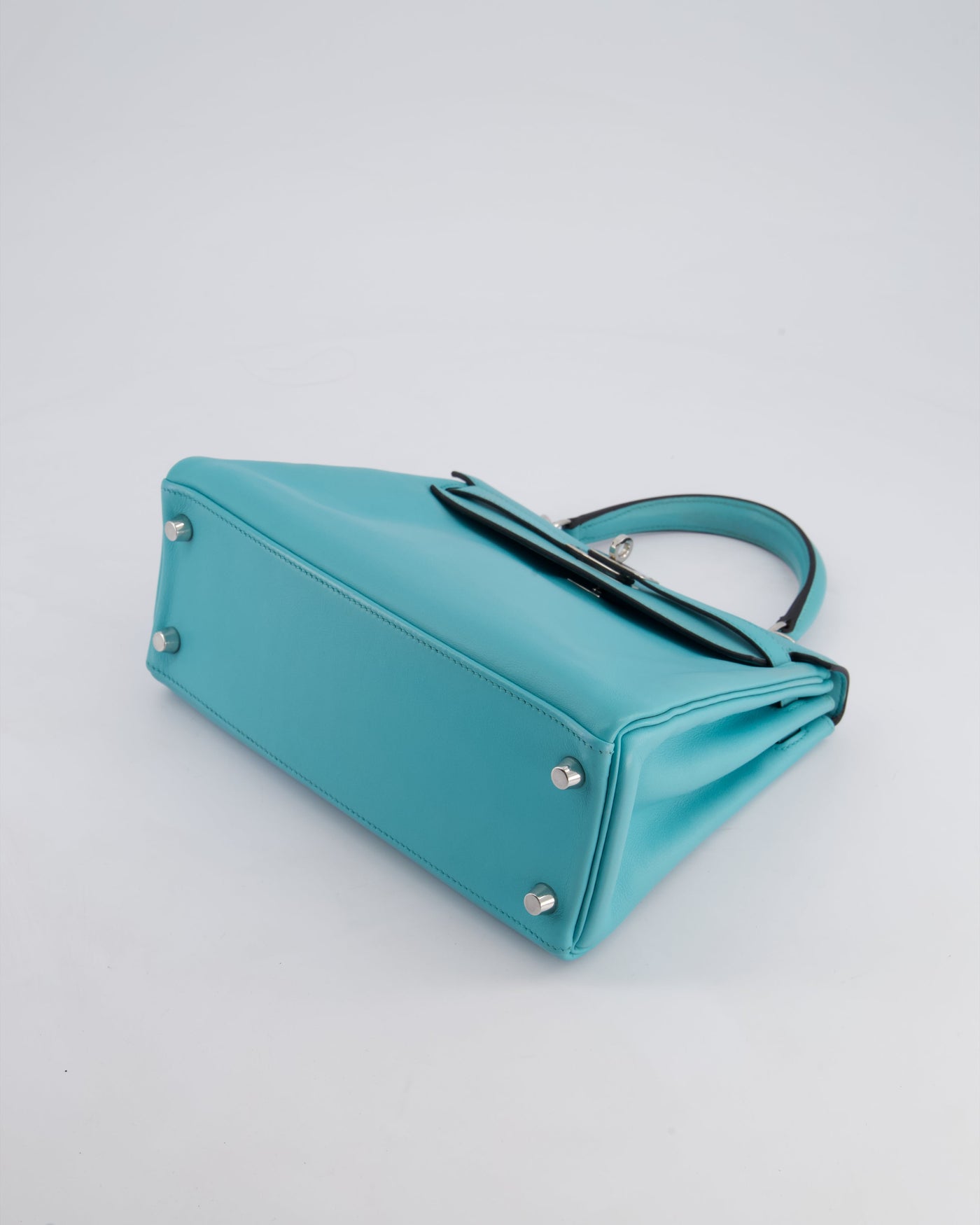 Hermes Kelly 25 Retourne Bag in Bleu Atoll Swift Leather with Palladium Hardware - Product Image 20