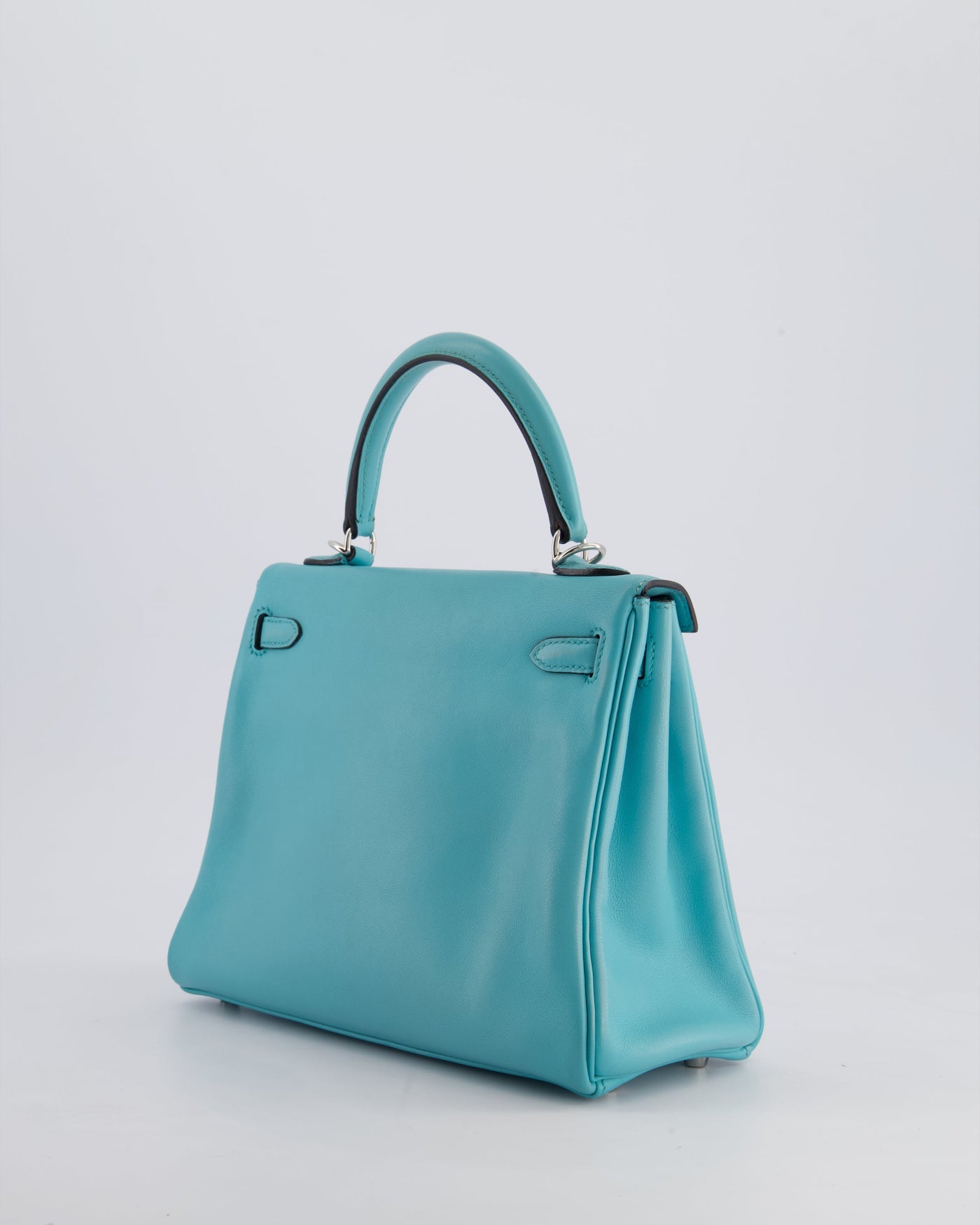 Hermes Kelly 25 Retourne Bag in Bleu Atoll Swift Leather with Palladium Hardware - Product Image 6