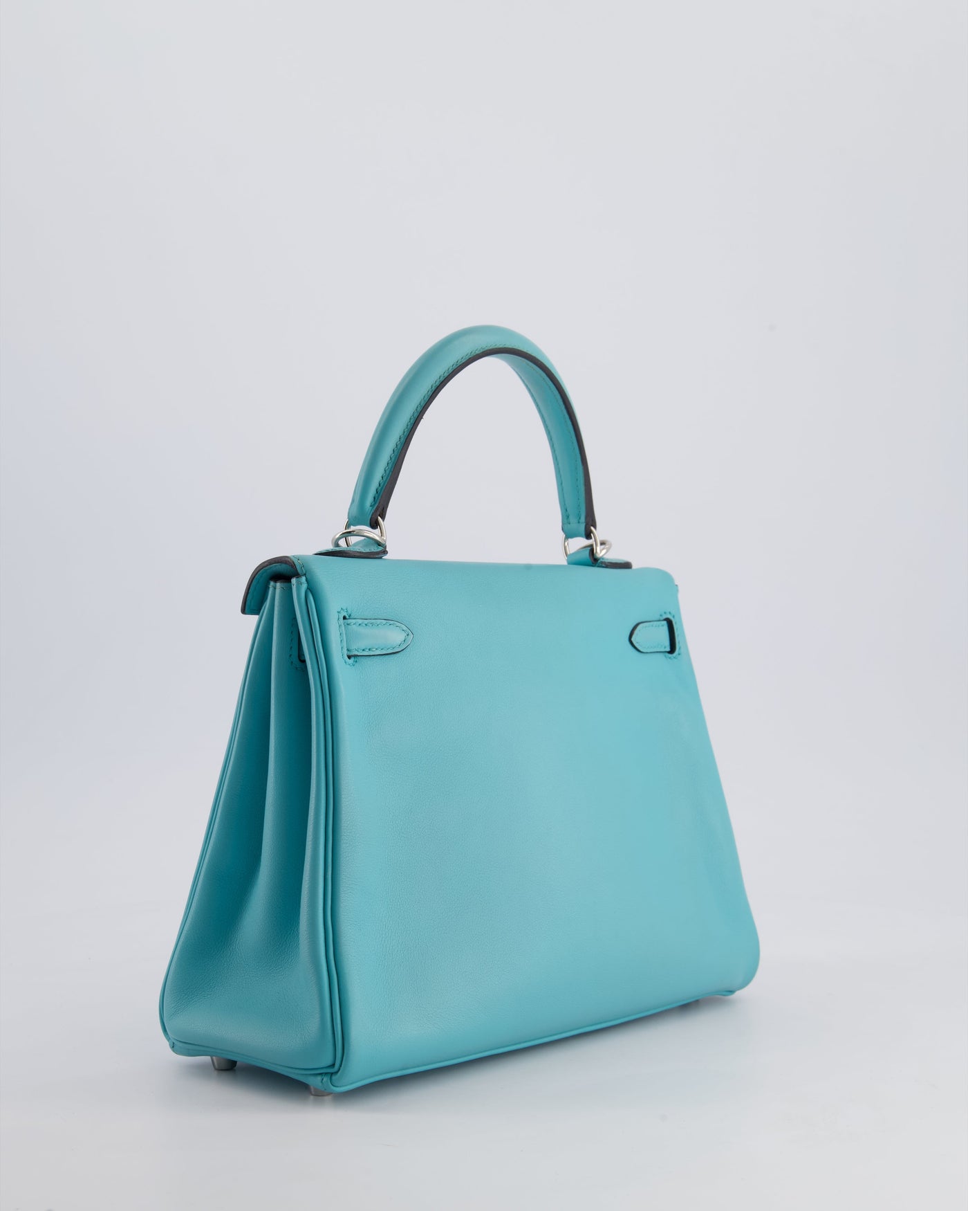 Hermes Kelly 25 Retourne Bag in Bleu Atoll Swift Leather with Palladium Hardware - Product Image 8