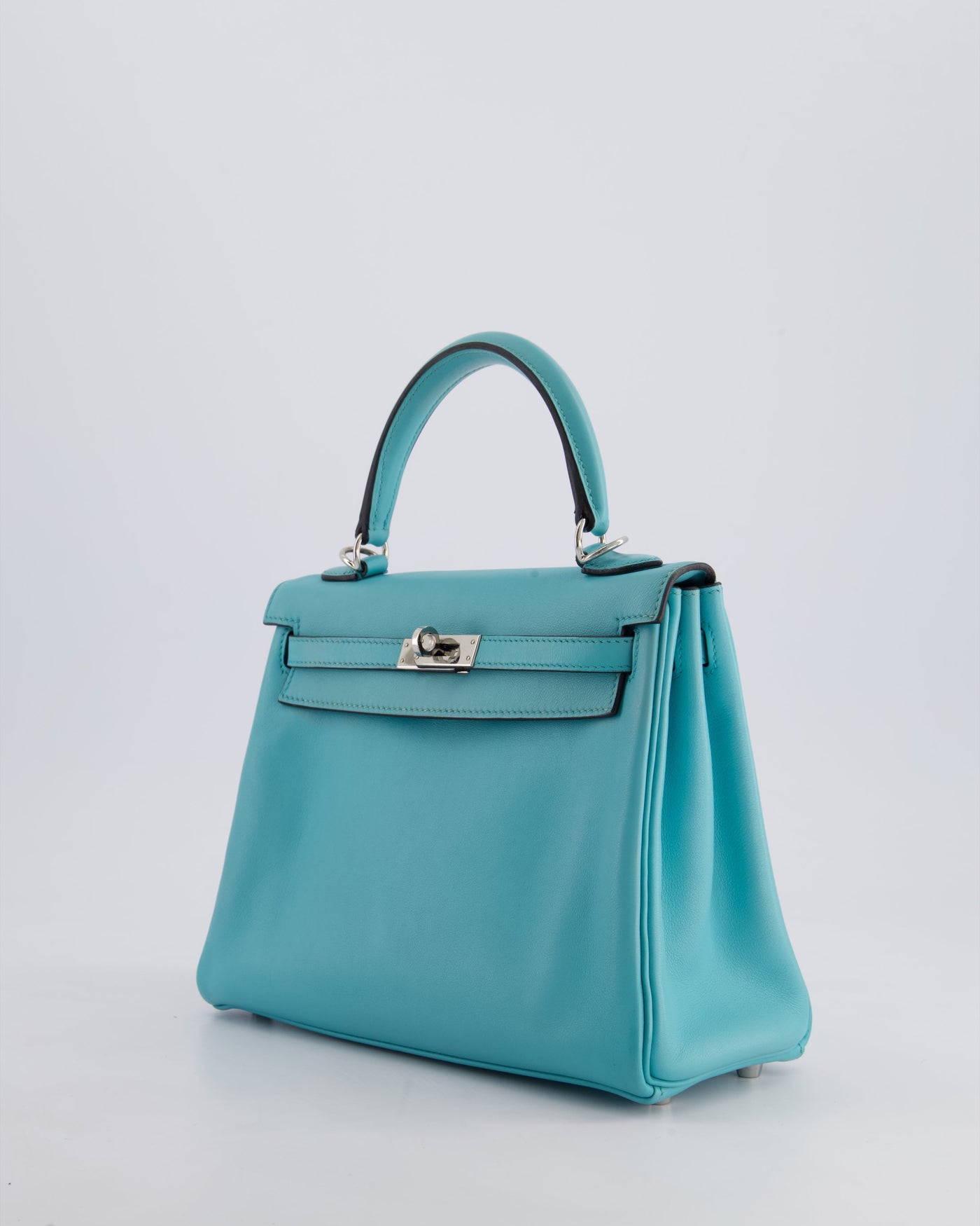 Hermes Kelly 25 Retourne Bag in Bleu Atoll Swift Leather with Palladium Hardware - Product Image 10