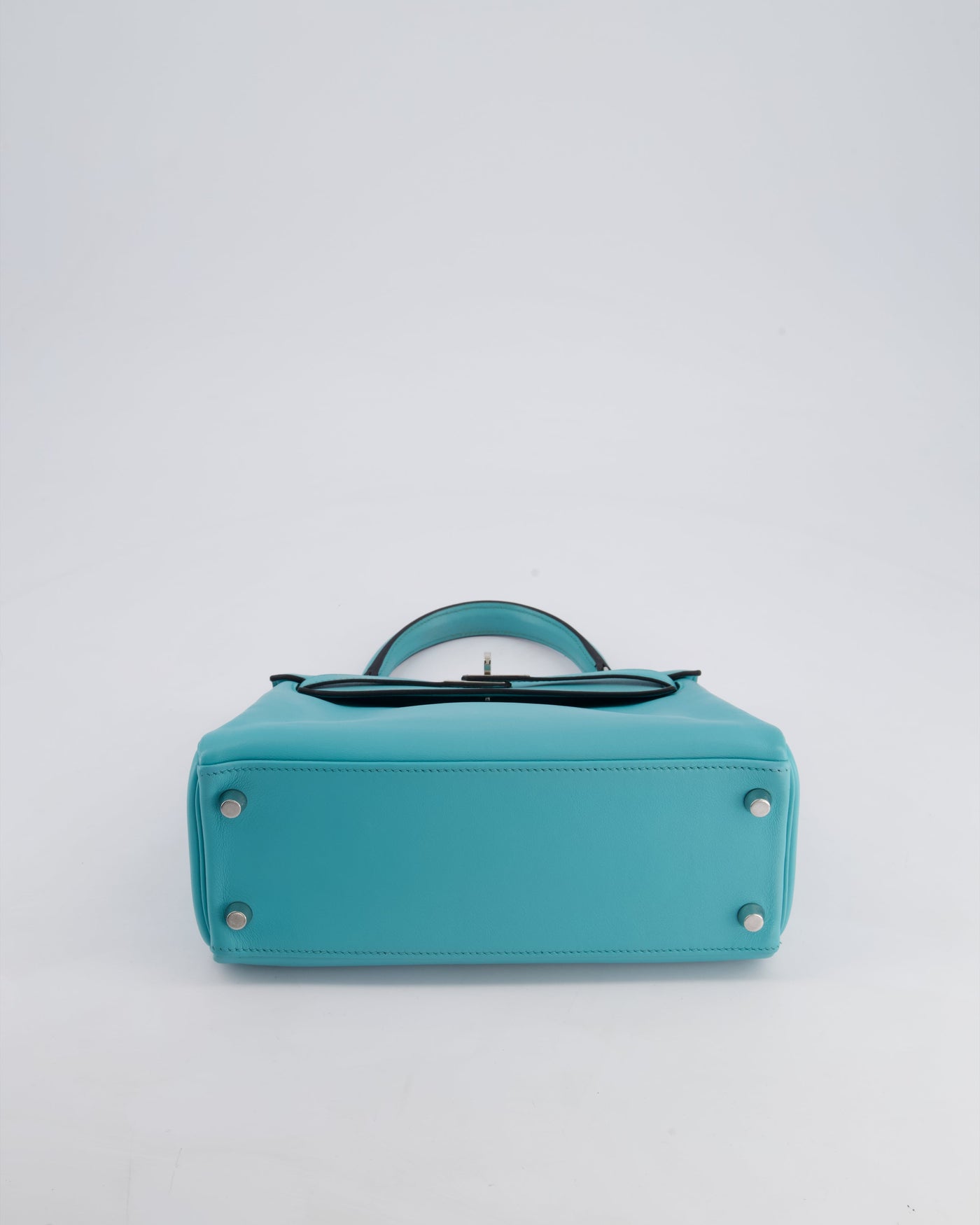 Hermes Kelly 25 Retourne Bag in Bleu Atoll Swift Leather with Palladium Hardware - Product Image 19
