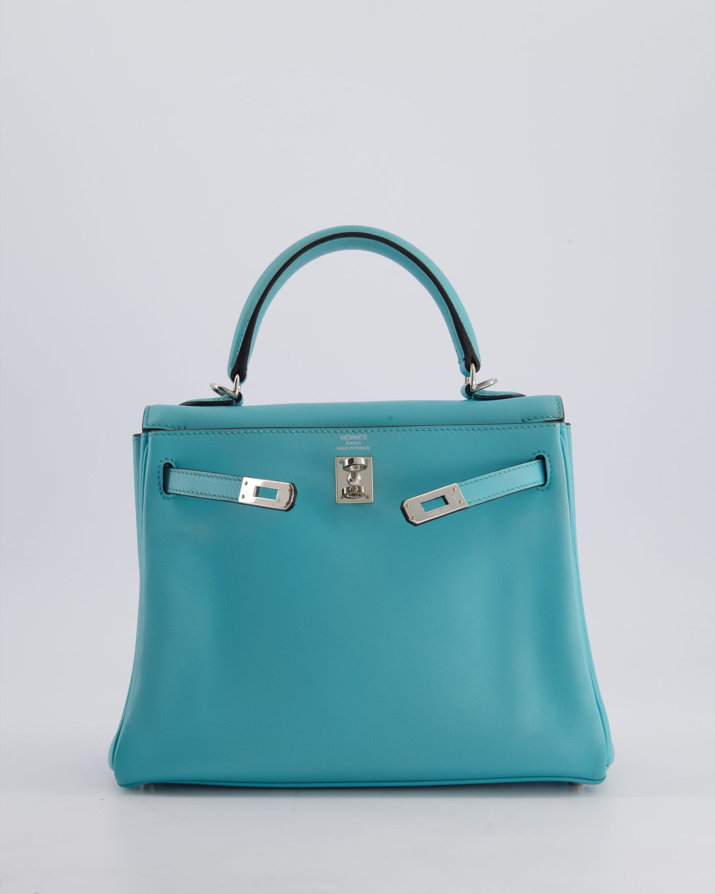Hermes Kelly 25 Retourne Bag in Bleu Atoll Swift Leather with Palladium Hardware - Product Image 3