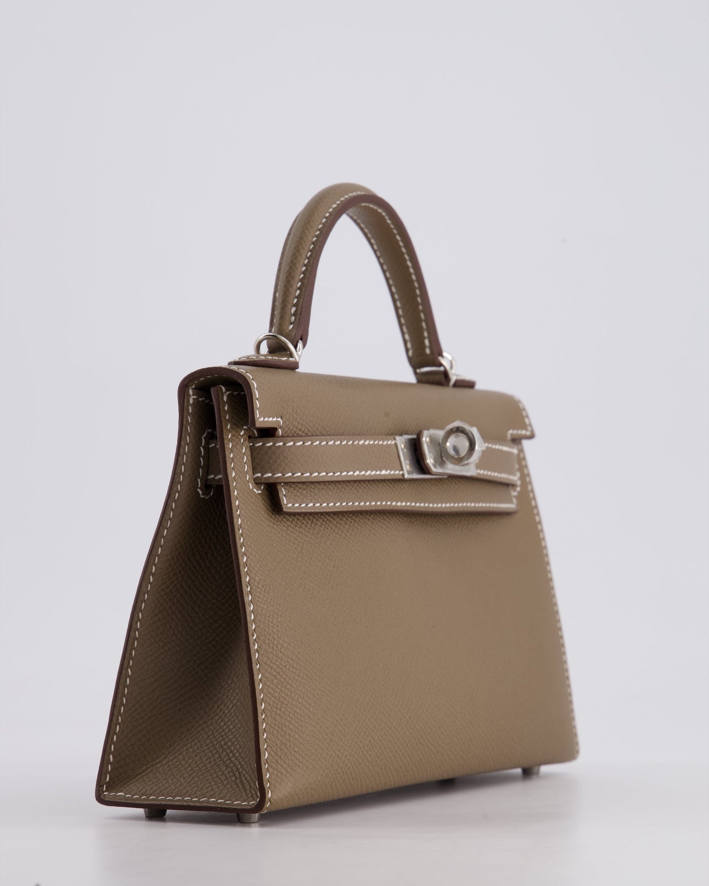 *HOT* Hermes Mini Kelly II 20 Bag in Etoupe Epsom Leather with Palladium Hardware - Product Image 11