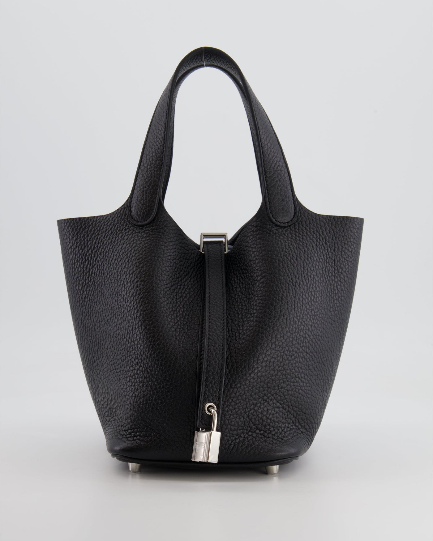 Hermes Picotin 18cm Lock Bag in Noir Clemence Leather with Palladium Hardware | Studio Nafay