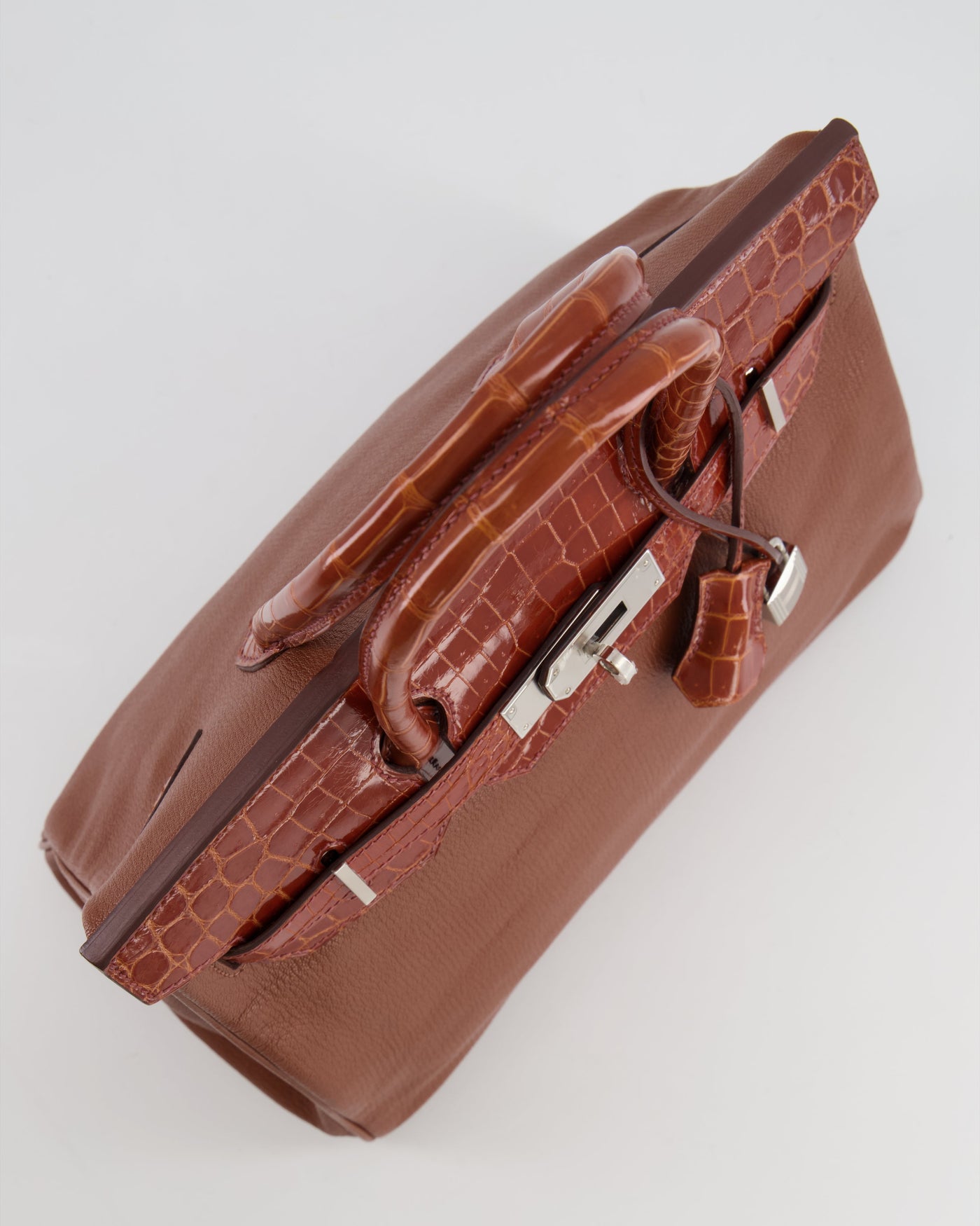 Hermes Birkin 30 Touch Bag in Noisette Chèvre Mysore and Etrusque Crocodile Niloticus Leather with Palladium Hardware - Product Image 16