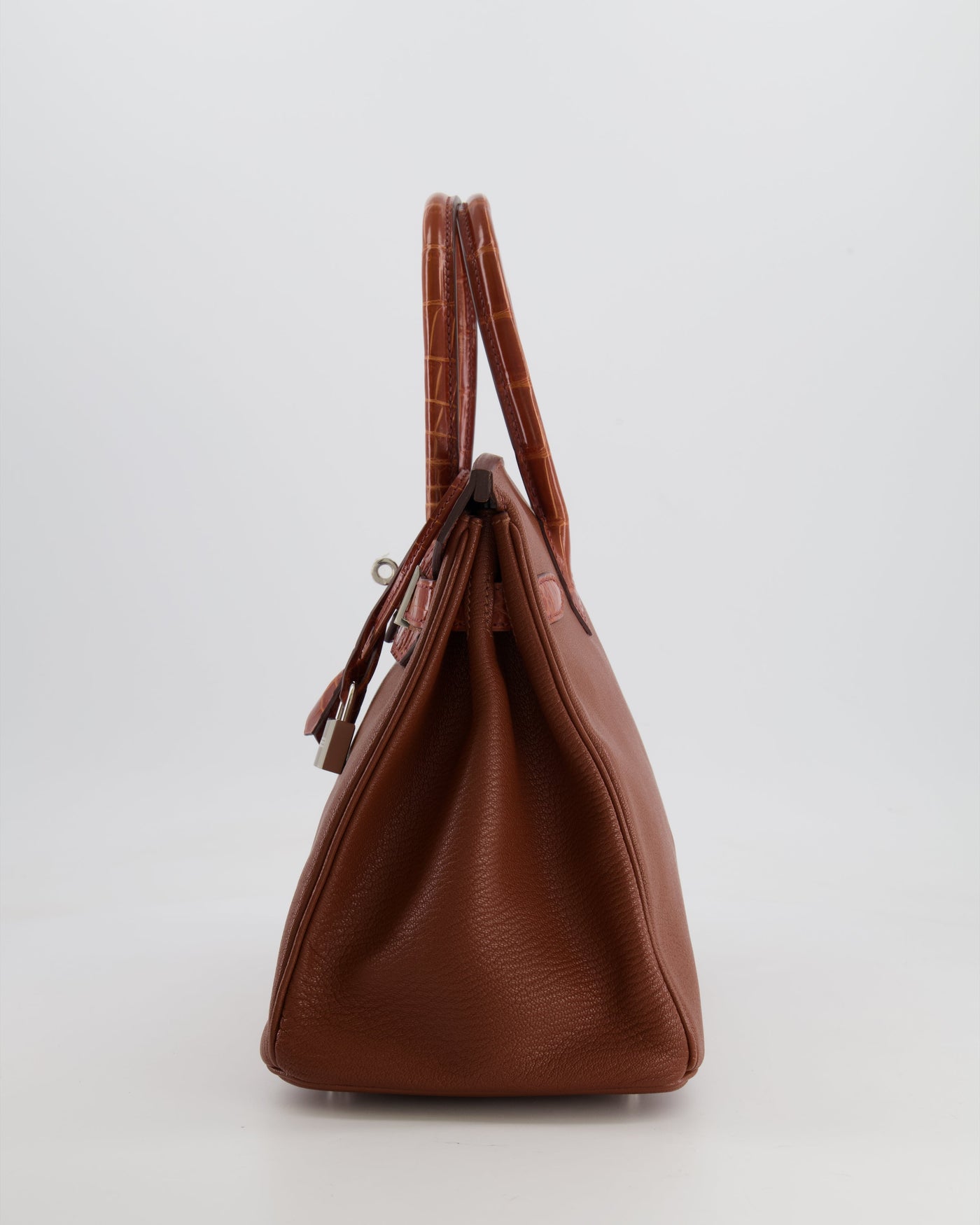 Hermes Birkin 30 Touch Bag in Noisette Chèvre Mysore and Etrusque Crocodile Niloticus Leather with Palladium Hardware - Product Image 6