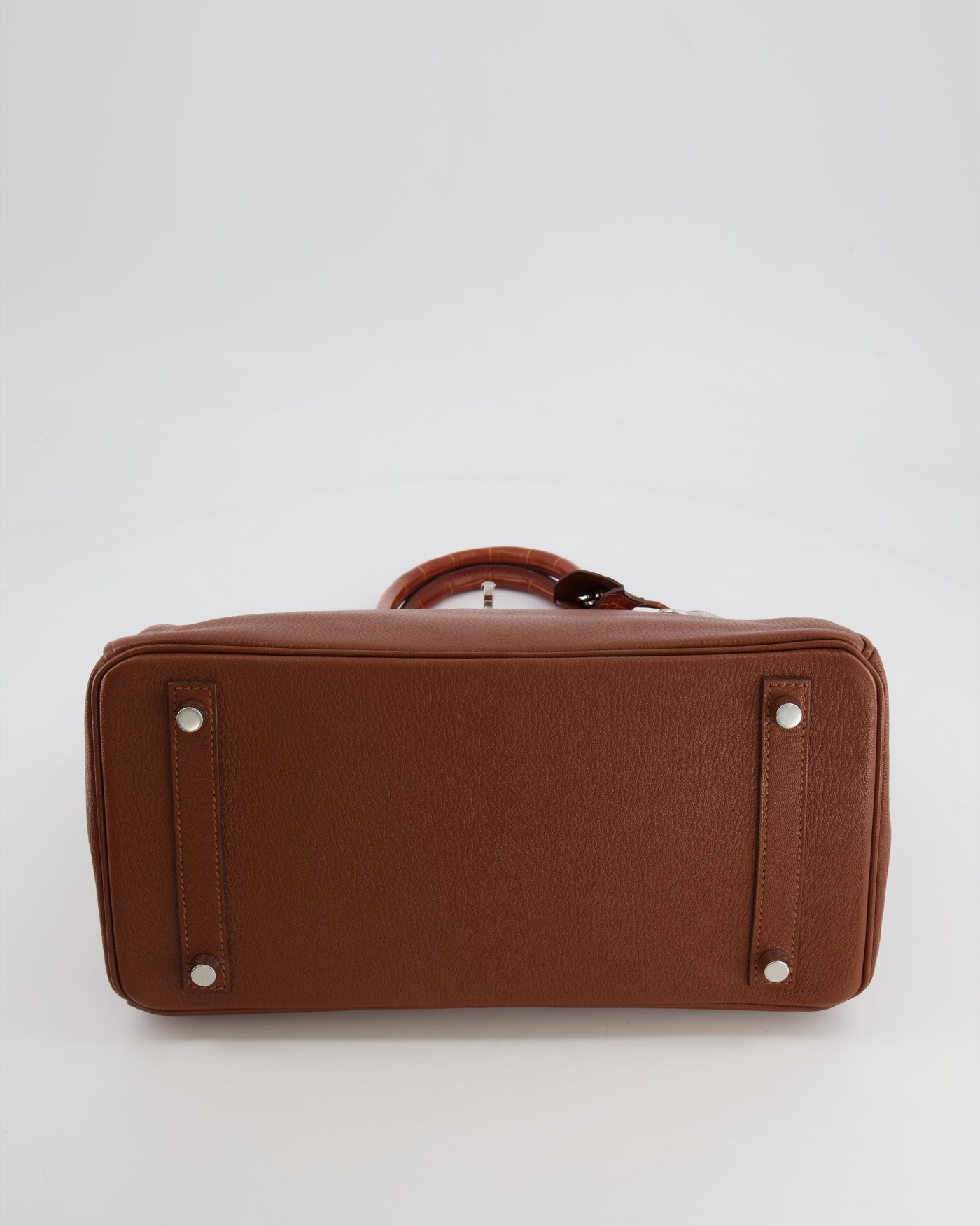 Hermes Birkin 30 Touch Bag in Noisette Chèvre Mysore and Etrusque Crocodile Niloticus Leather with Palladium Hardware - Product Image 17