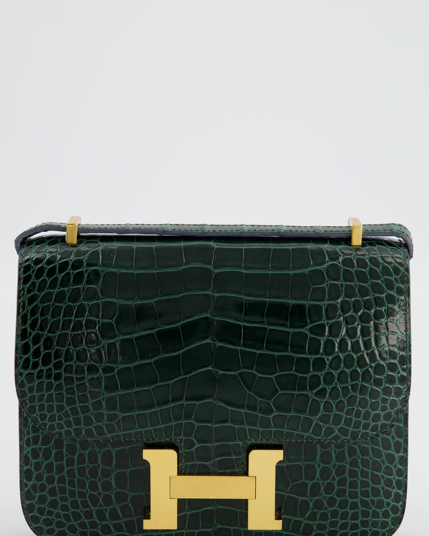 Hermes Constance III 18 Bag in Shiny Alligator Vert Fonce with Gold Hardware - Product Image 16