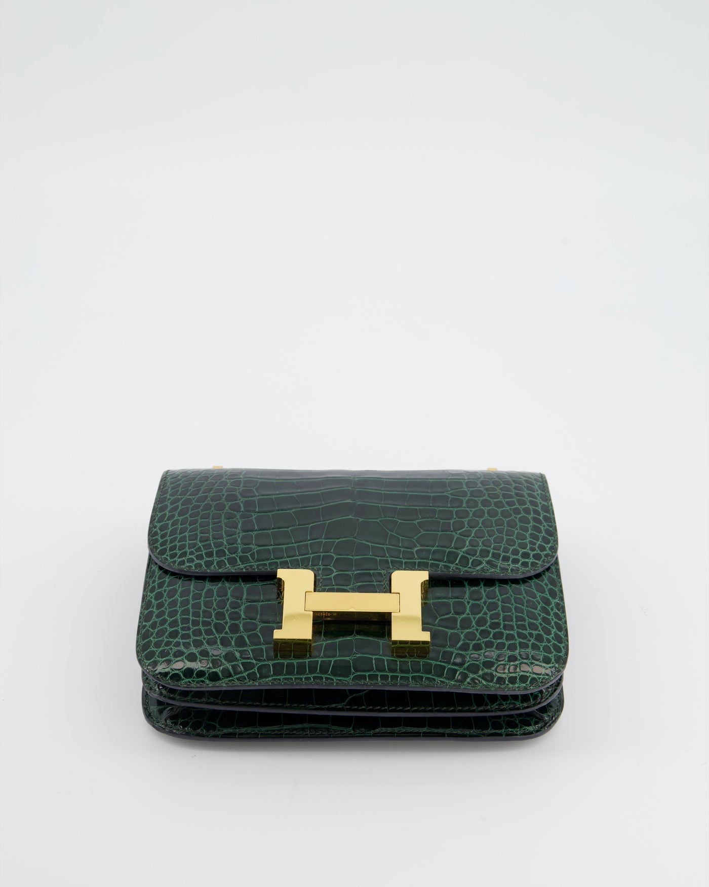 Hermes Constance III 18 Bag in Shiny Alligator Vert Fonce with Gold Hardware - Product Image 19