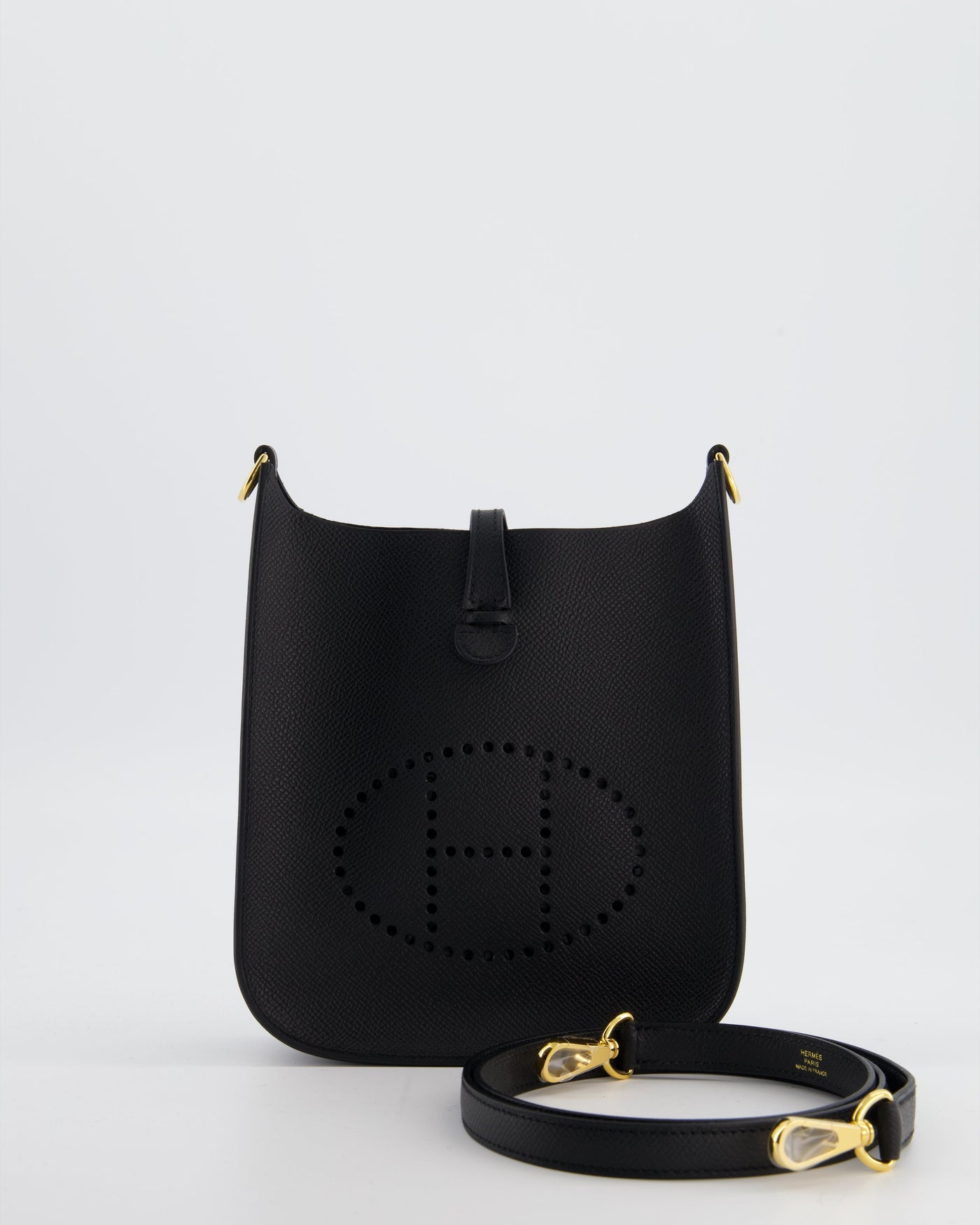 Hermes Black Mini Evelyne Sellier Bag in Epsom Leather with Gold Hardware | Studio Nafay