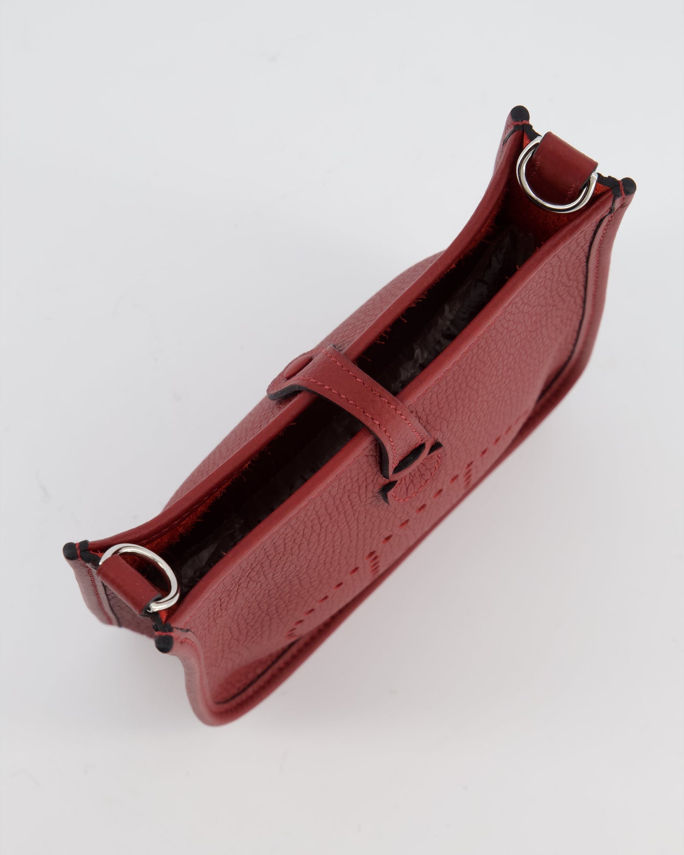 Hermes Mini Evelyne Bag in Rouge H in Clemence Leather with Palladium Hardware - Product Image 10