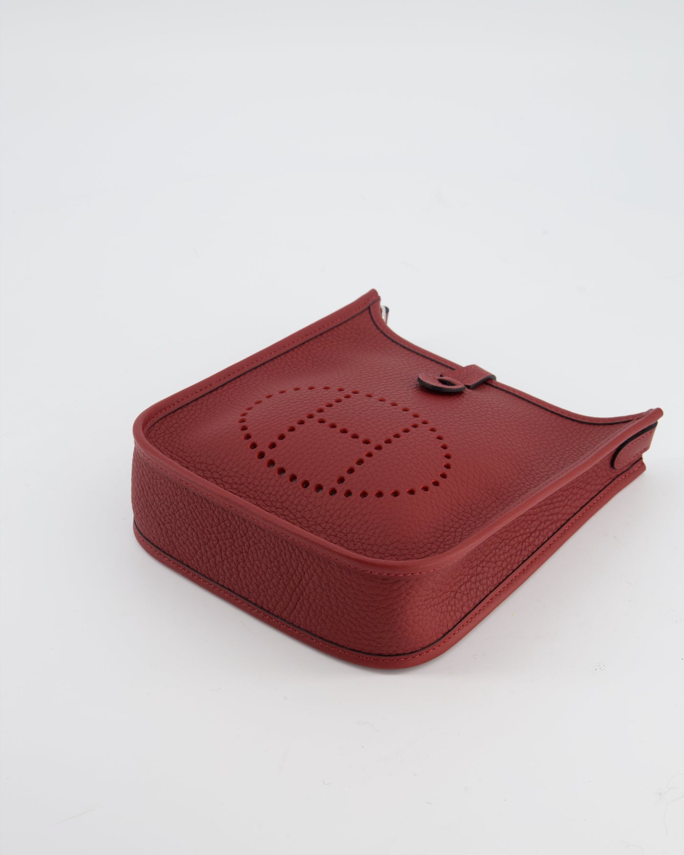Hermes Mini Evelyne Bag in Rouge H in Clemence Leather with Palladium Hardware - Product Image 19