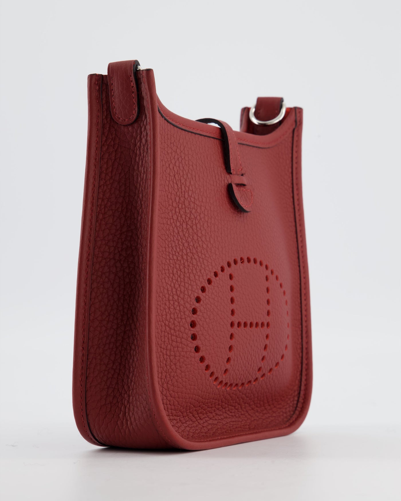 Hermes Mini Evelyne Bag in Rouge H in Clemence Leather with Palladium Hardware - Product Image 12