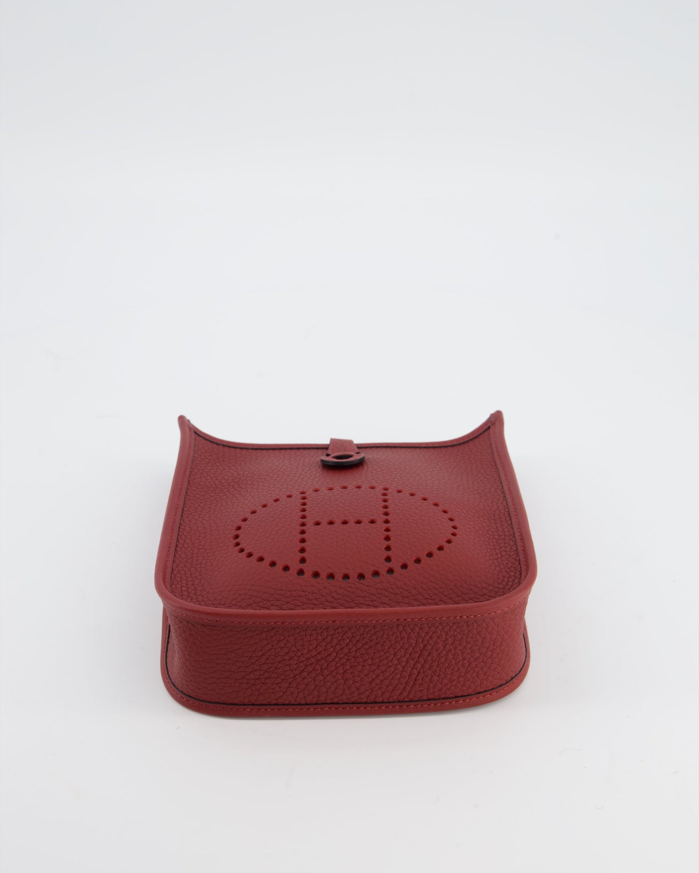 Hermes Mini Evelyne Bag in Rouge H in Clemence Leather with Palladium Hardware - Product Image 18