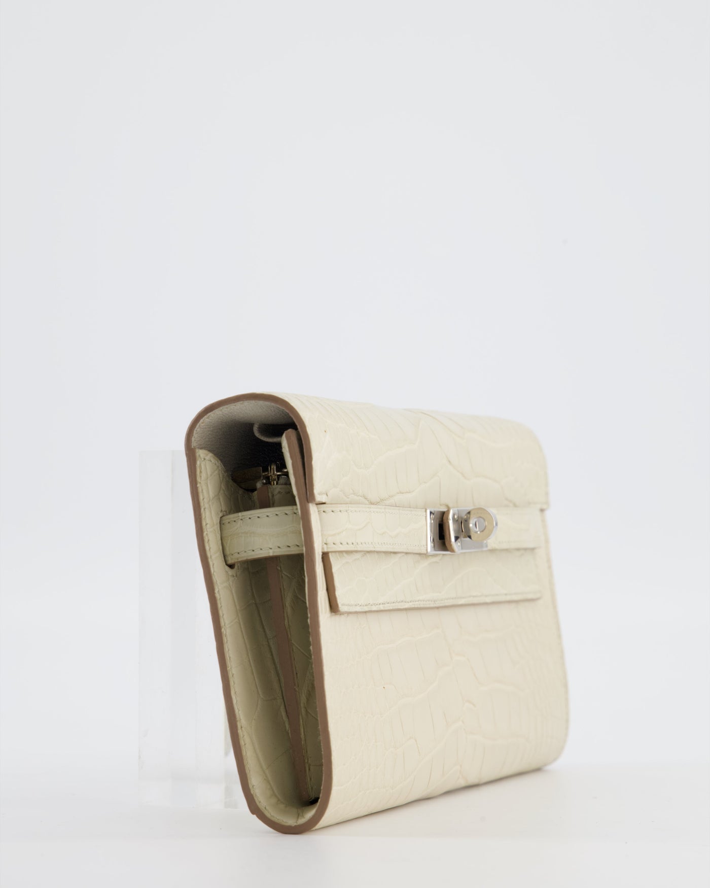 Hermes Kelly To Go Bag in Beton Alligator Mississippiensis Leather with Palladium Hardware - Product Image 4