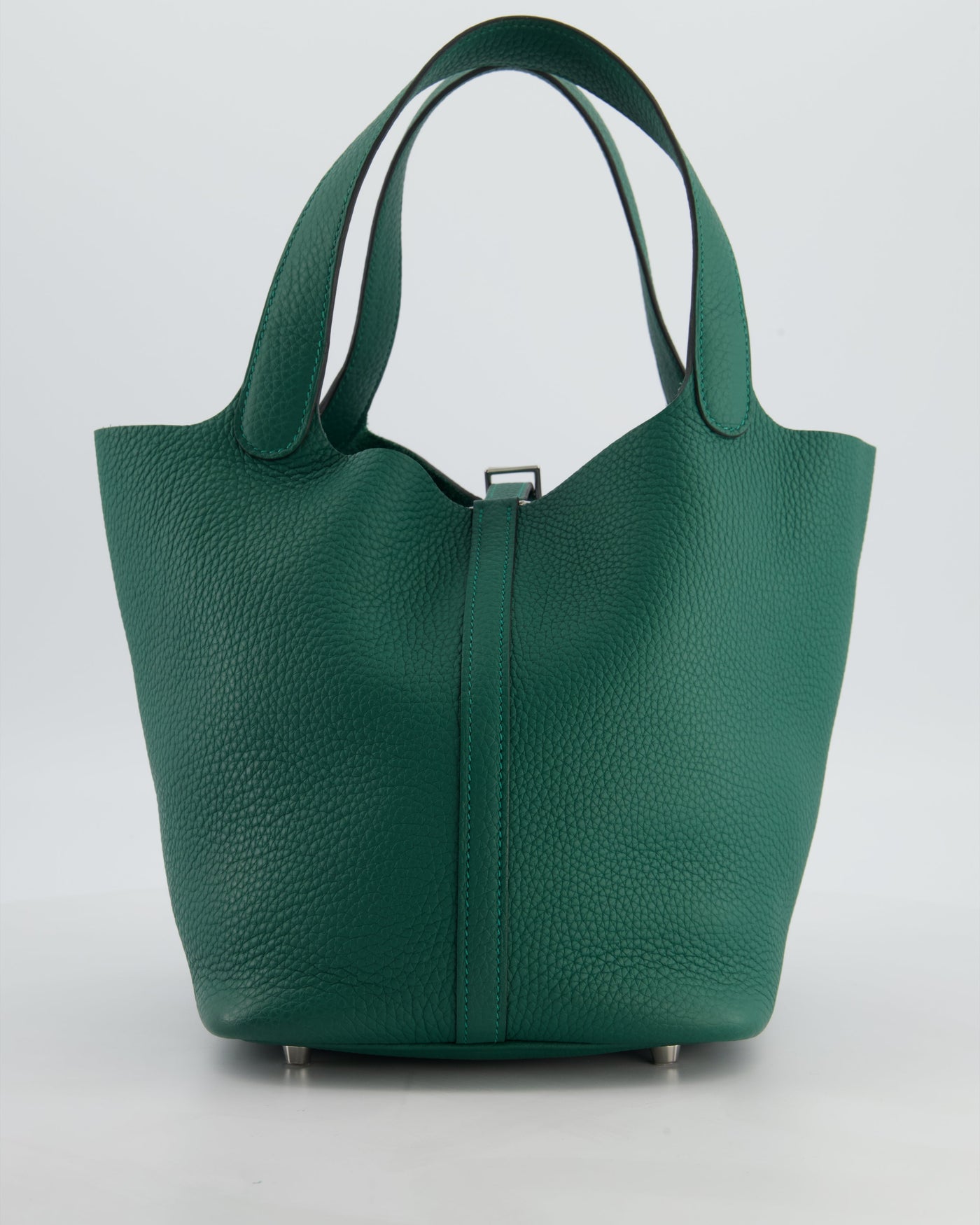 Hermes Picotin Lock 22 Bag in Vert Moyen Clemence Leather with Palladium Hardware - Product Image 5