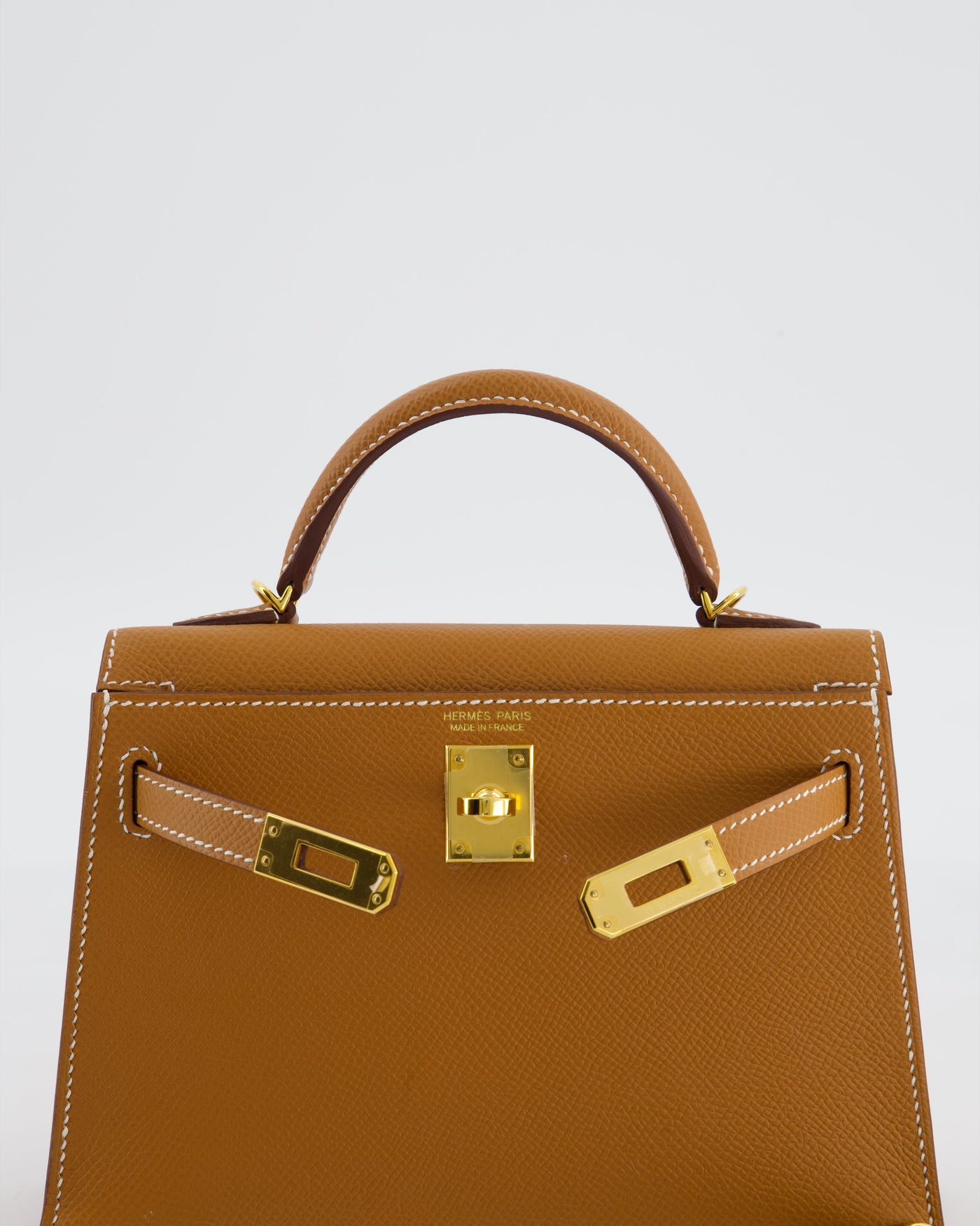 Hermes Mini Kelly II 20 Bag in Gold Epsom Leather with Gold Hardware - Product Image 16