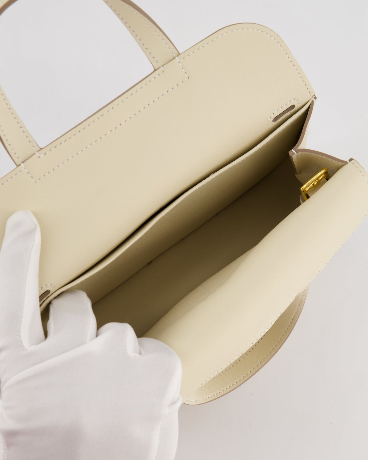 *NEW SIZE* Hermes Mini Halzan Bag in Craie Swift Leather with Gold Hardware - Product Image 20