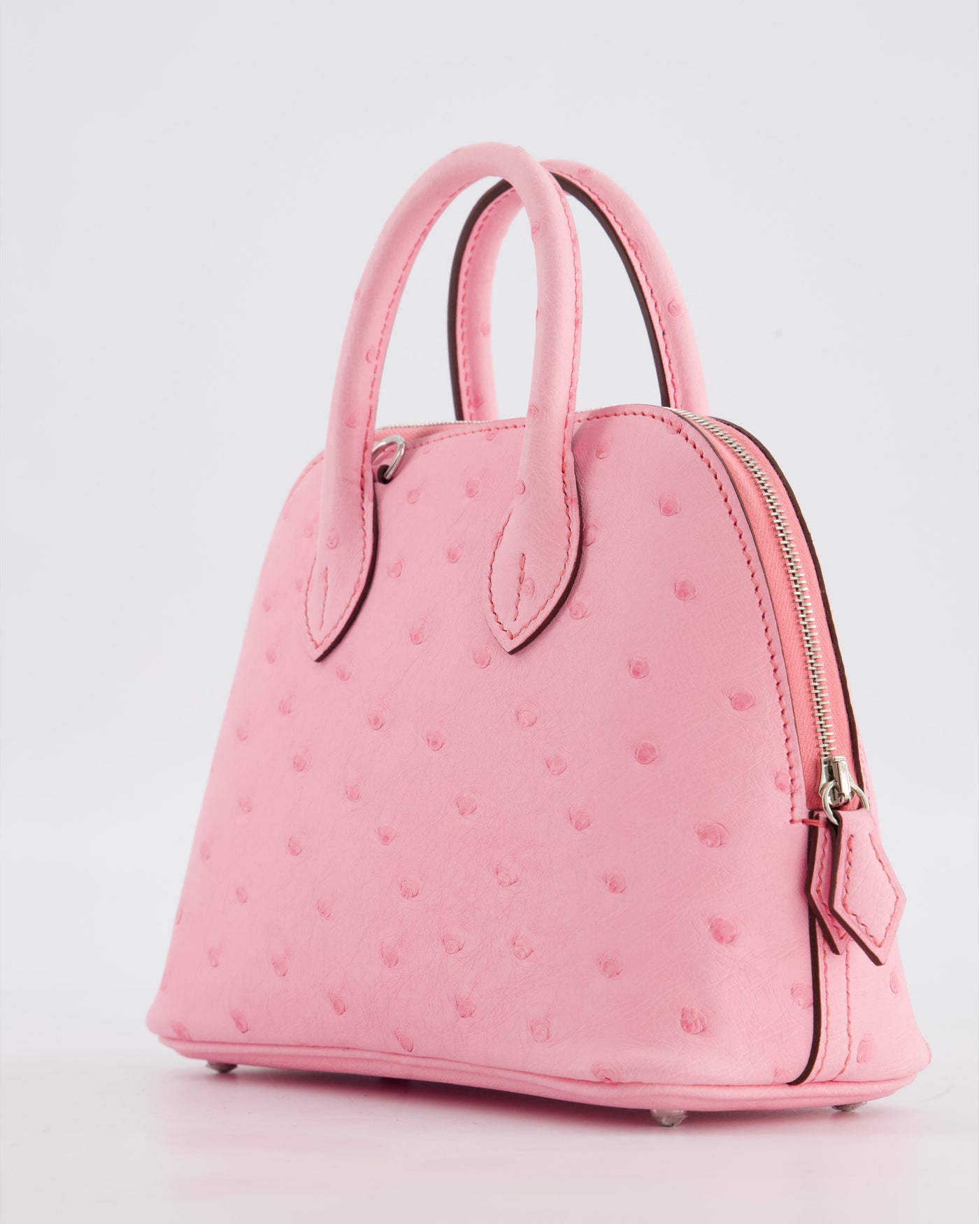 *HOT* Hermes Mini Bolide Bag in Rose Bubblegum Ostrich Leather with Palladium Hardware - Product Image 11