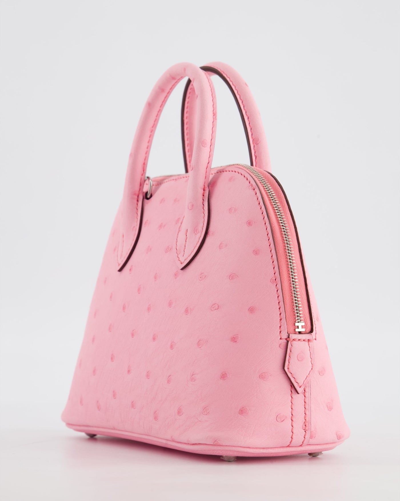 *HOT* Hermes Mini Bolide Bag in Rose Bubblegum Ostrich Leather with Palladium Hardware - Product Image 12