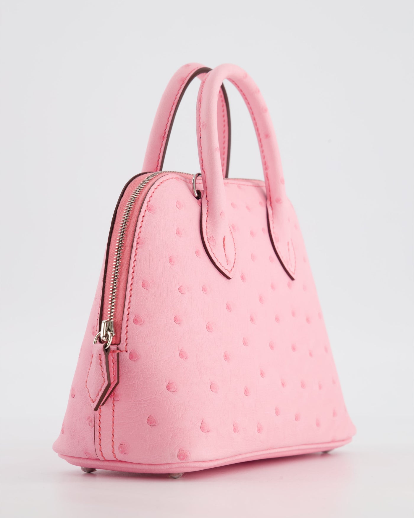 *HOT* Hermes Mini Bolide Bag in Rose Bubblegum Ostrich Leather with Palladium Hardware - Product Image 13
