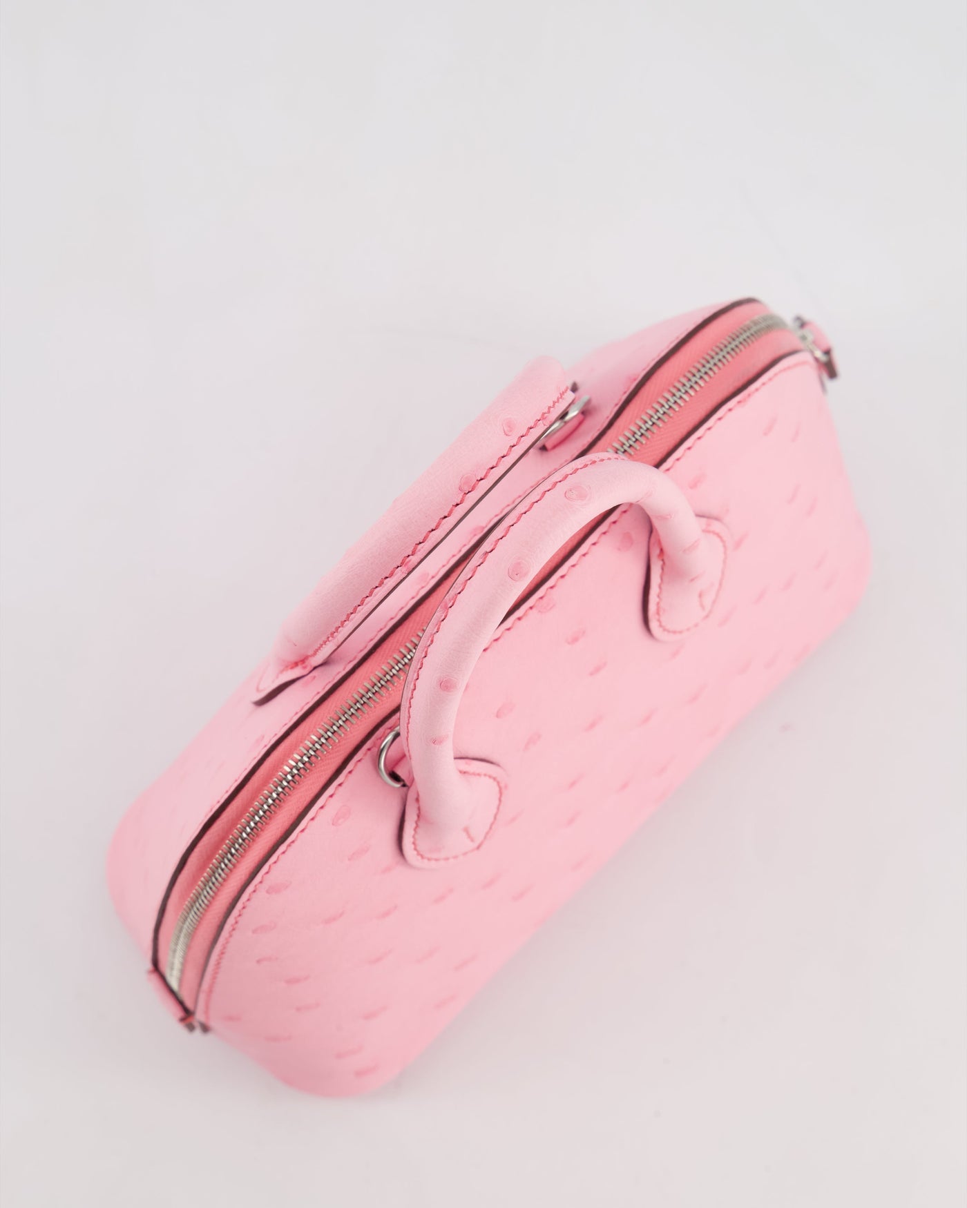 *HOT* Hermes Mini Bolide Bag in Rose Bubblegum Ostrich Leather with Palladium Hardware - Product Image 14