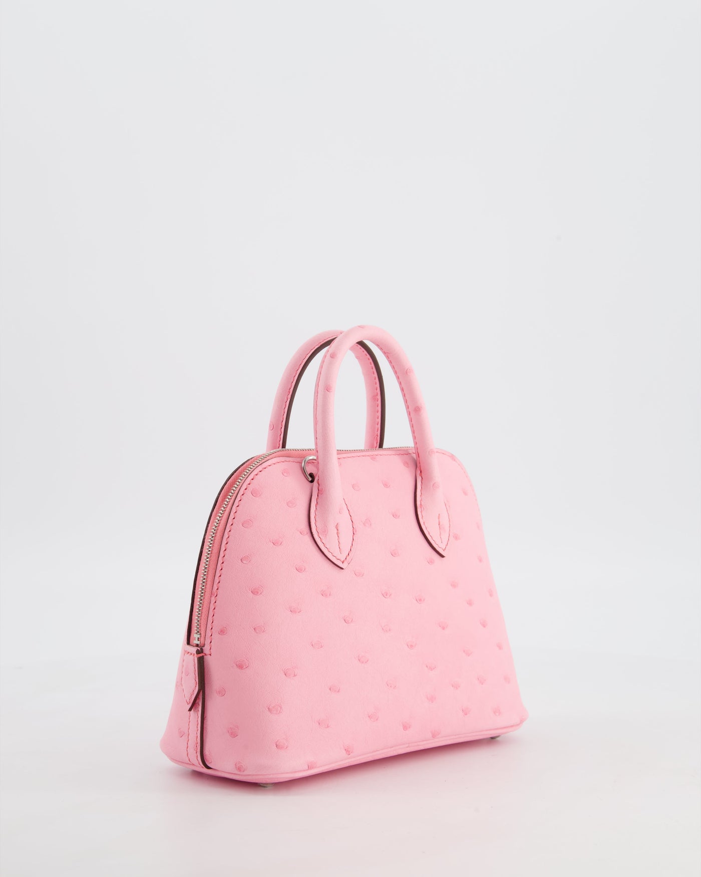 *HOT* Hermes Mini Bolide Bag in Rose Bubblegum Ostrich Leather with Palladium Hardware - Product Image 4