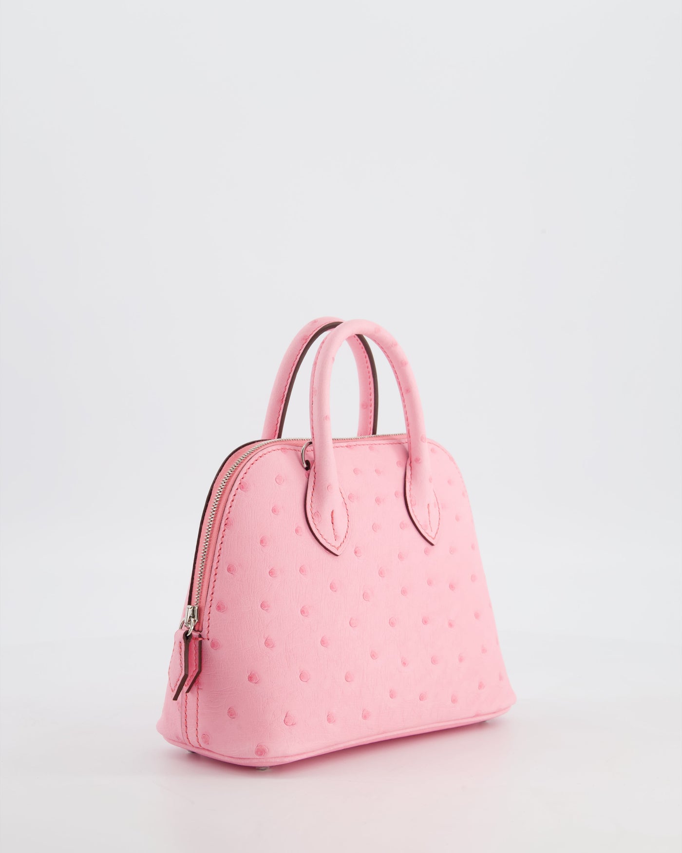 *HOT* Hermes Mini Bolide Bag in Rose Bubblegum Ostrich Leather with Palladium Hardware - Product Image 7