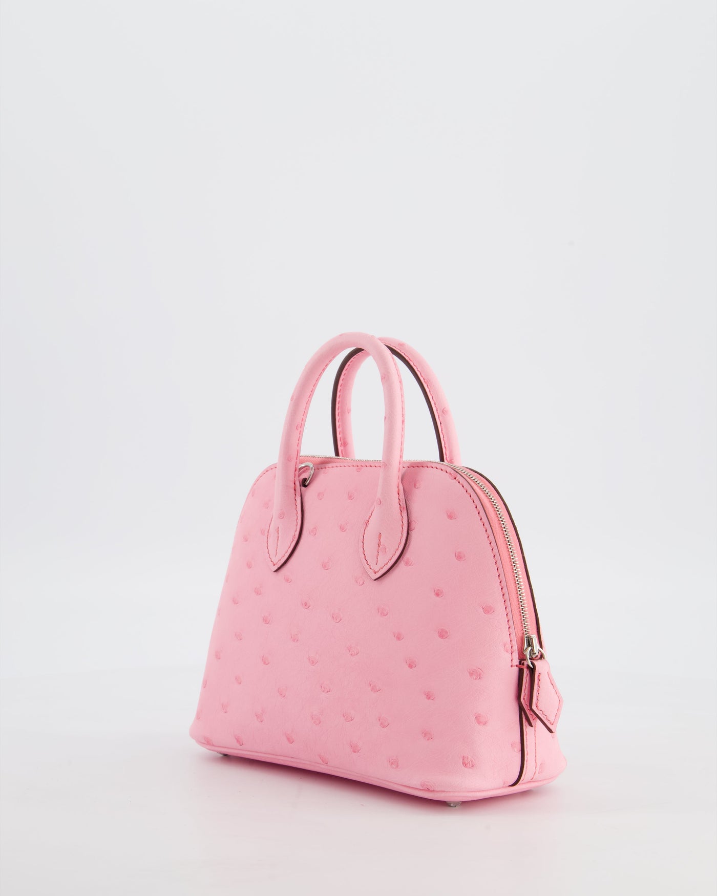*HOT* Hermes Mini Bolide Bag in Rose Bubblegum Ostrich Leather with Palladium Hardware - Product Image 9