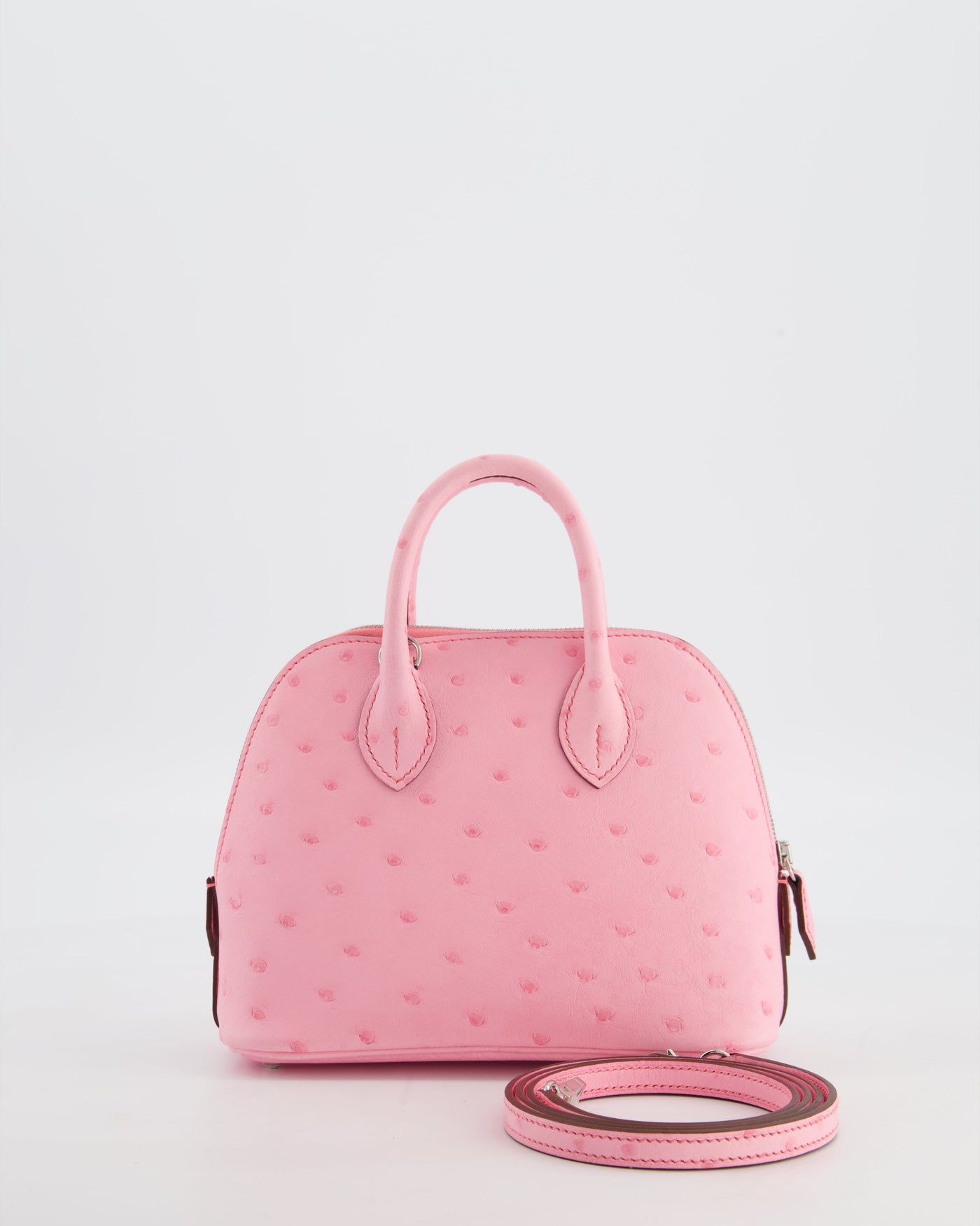 *HOT* Hermes Mini Bolide Bag in Rose Bubblegum Ostrich Leather with Palladium Hardware - Product Image 2