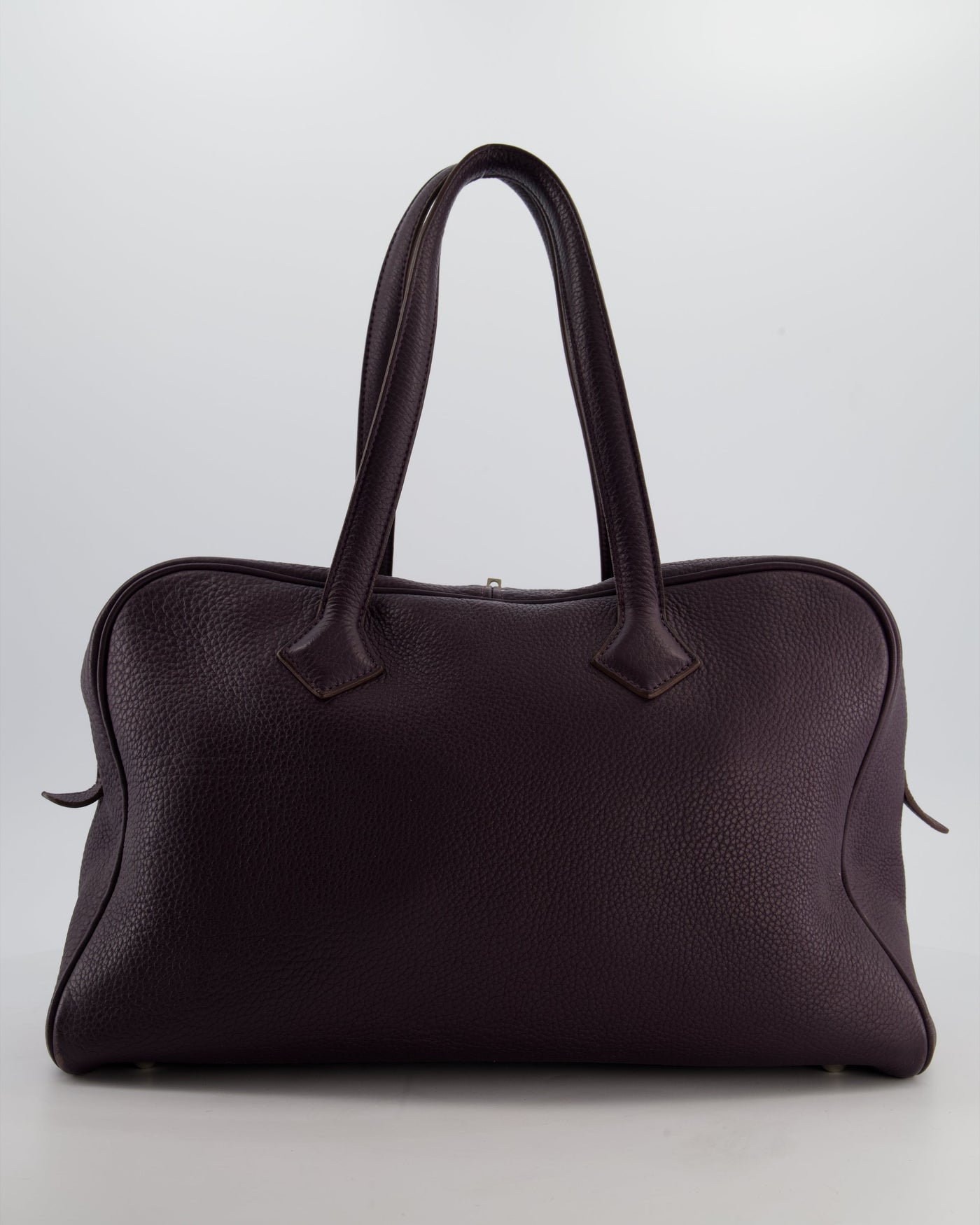 Hermes Victoria II 35cm Bag in Raisin Clemence Leather with Palladium Hardware | Studio Nafay