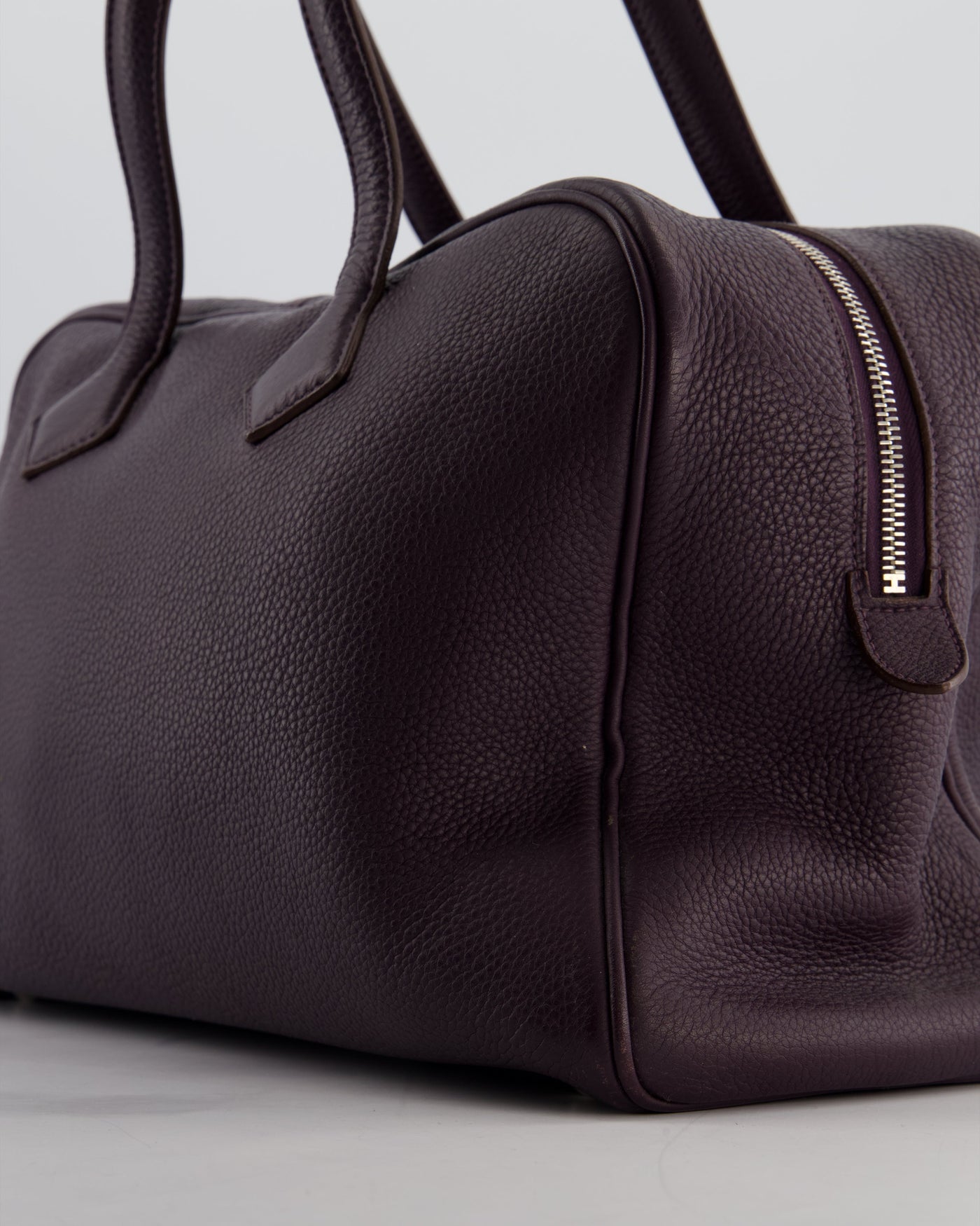 Hermes Victoria II 35cm Bag in Raisin Clemence Leather with Palladium Hardware - Product Image 9