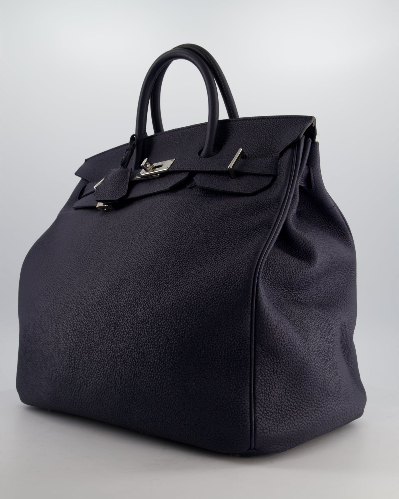 *RARE* Hermes HAC Bag 40 in Bleu Abysse Togo Leather With Palladium Hardware - Product Image 10