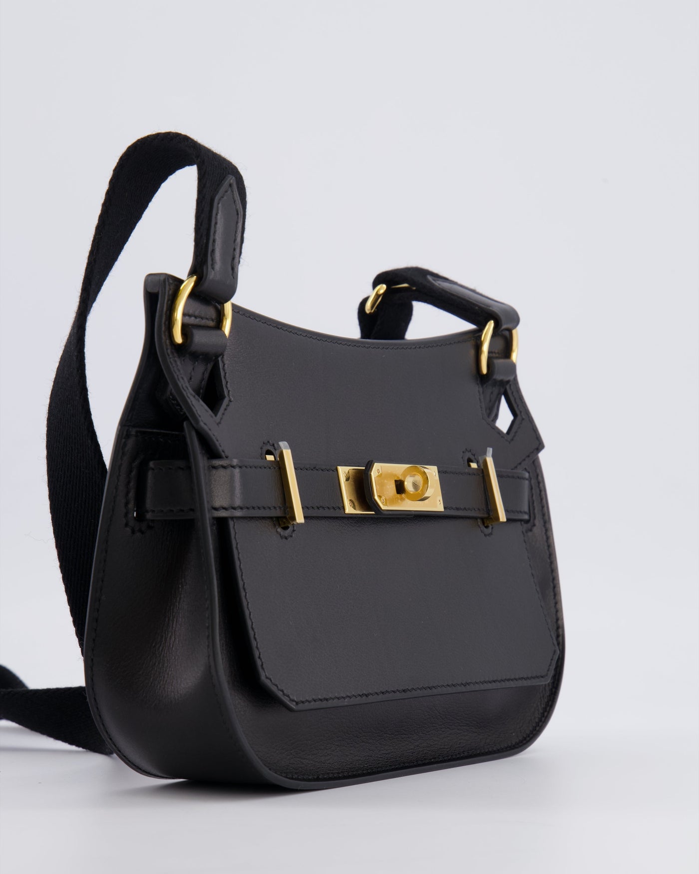 *RARE* Hermes Mini Jypsiere Crossbody Bag in Black Evergrain Leather with Gold Hardware - Product Image 12