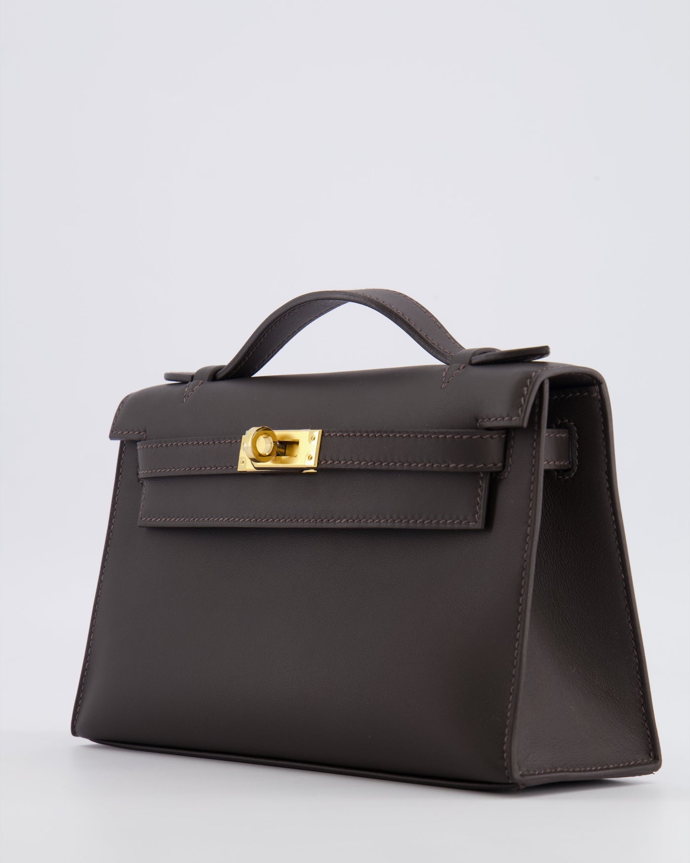 *RARE* Hermes Kelly Pochette Bag in Bai Brun Swift Leather with Gold Hardware - Product Image 10