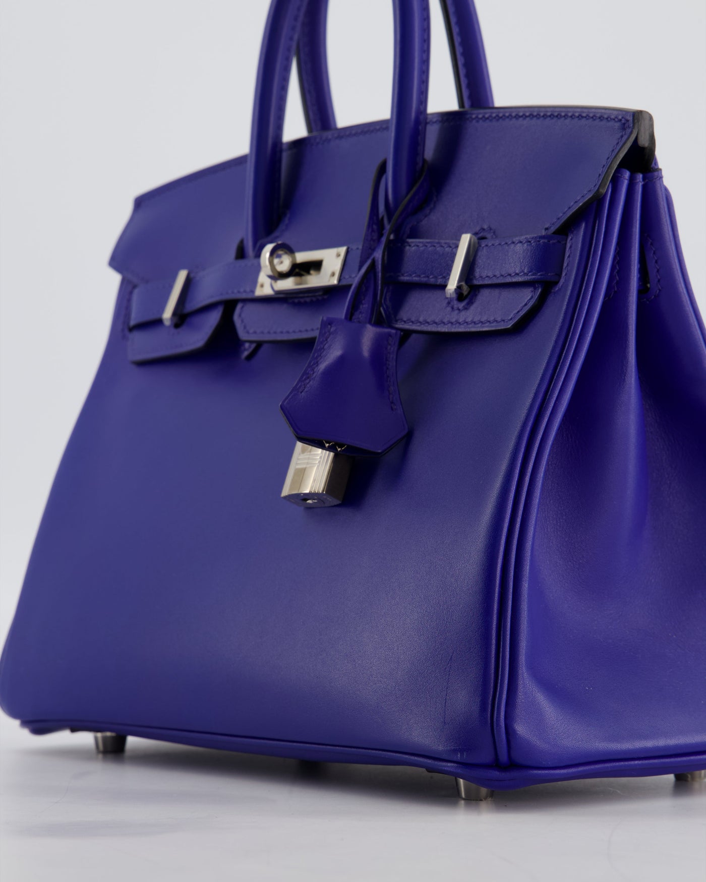 Hermes Birkin 25 Retourne Bag in Blue Electrique Tadelakt Leather with Palladium Hardware - Product Image 11