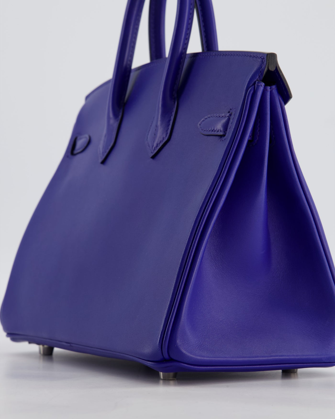 Hermes Birkin 25 Retourne Bag in Blue Electrique Tadelakt Leather with Palladium Hardware - Product Image 12
