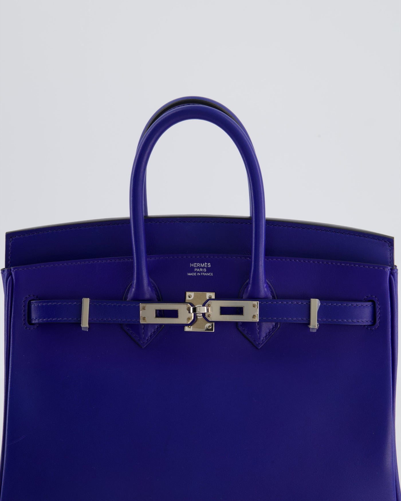 Hermes Birkin 25 Retourne Bag in Blue Electrique Tadelakt Leather with Palladium Hardware - Product Image 15