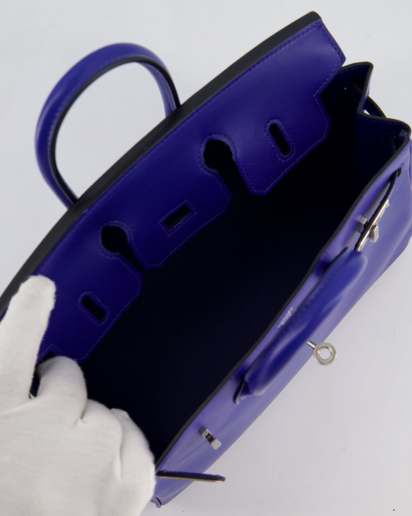 Hermes Birkin 25 Retourne Bag in Blue Electrique Tadelakt Leather with Palladium Hardware - Product Image 17