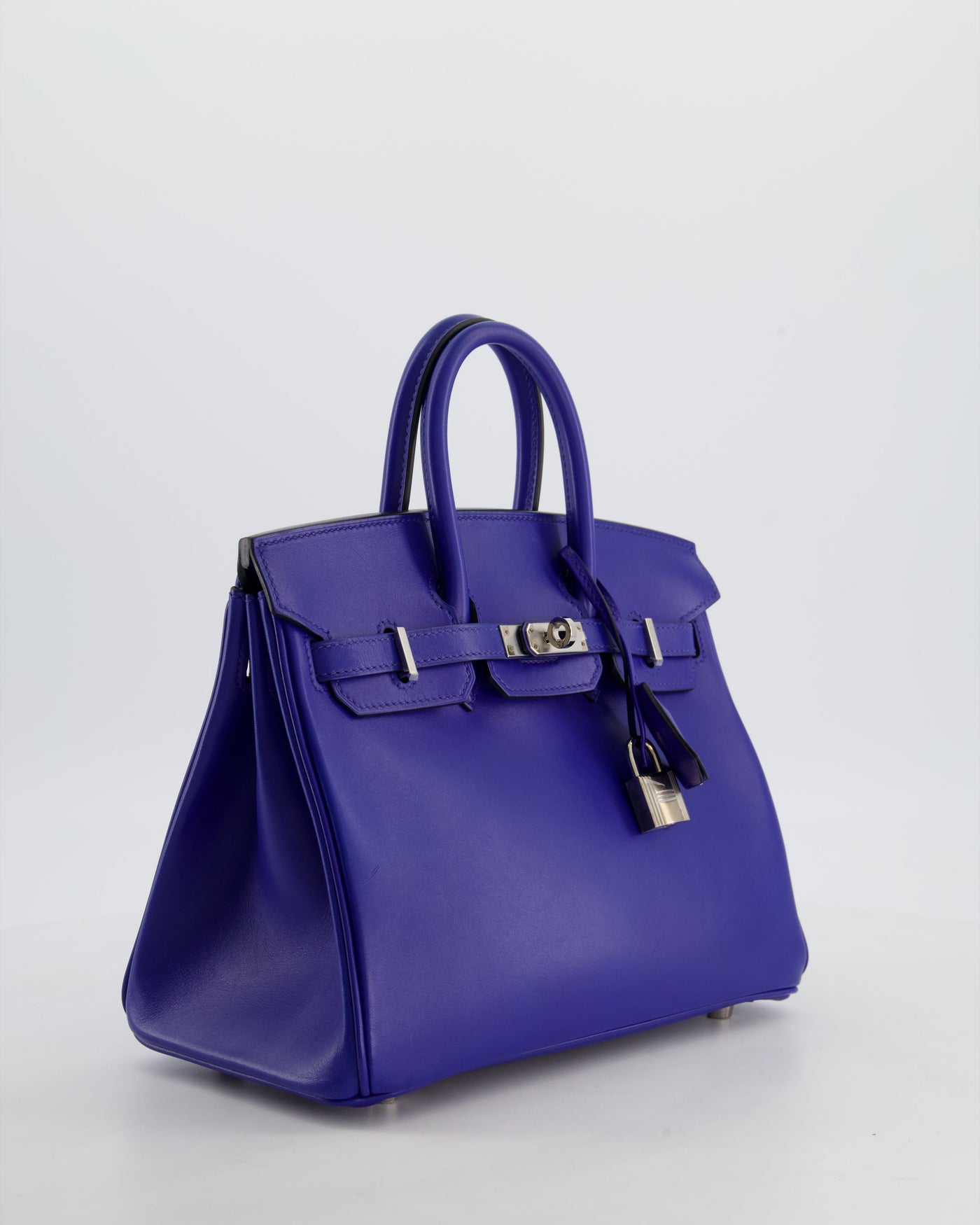 Hermes Birkin 25 Retourne Bag in Blue Electrique Tadelakt Leather with Palladium Hardware - Product Image 3