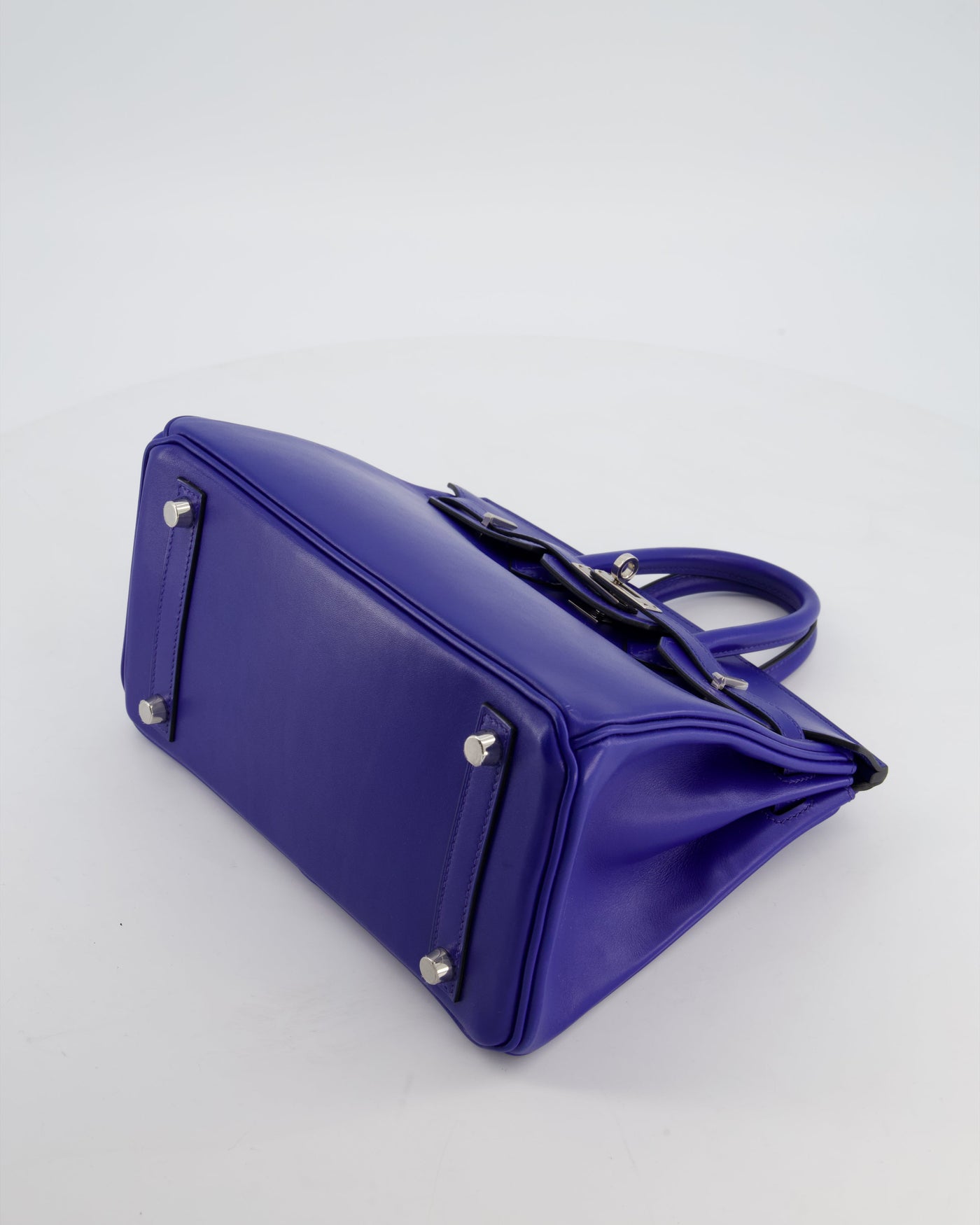Hermes Birkin 25 Retourne Bag in Blue Electrique Tadelakt Leather with Palladium Hardware - Product Image 20