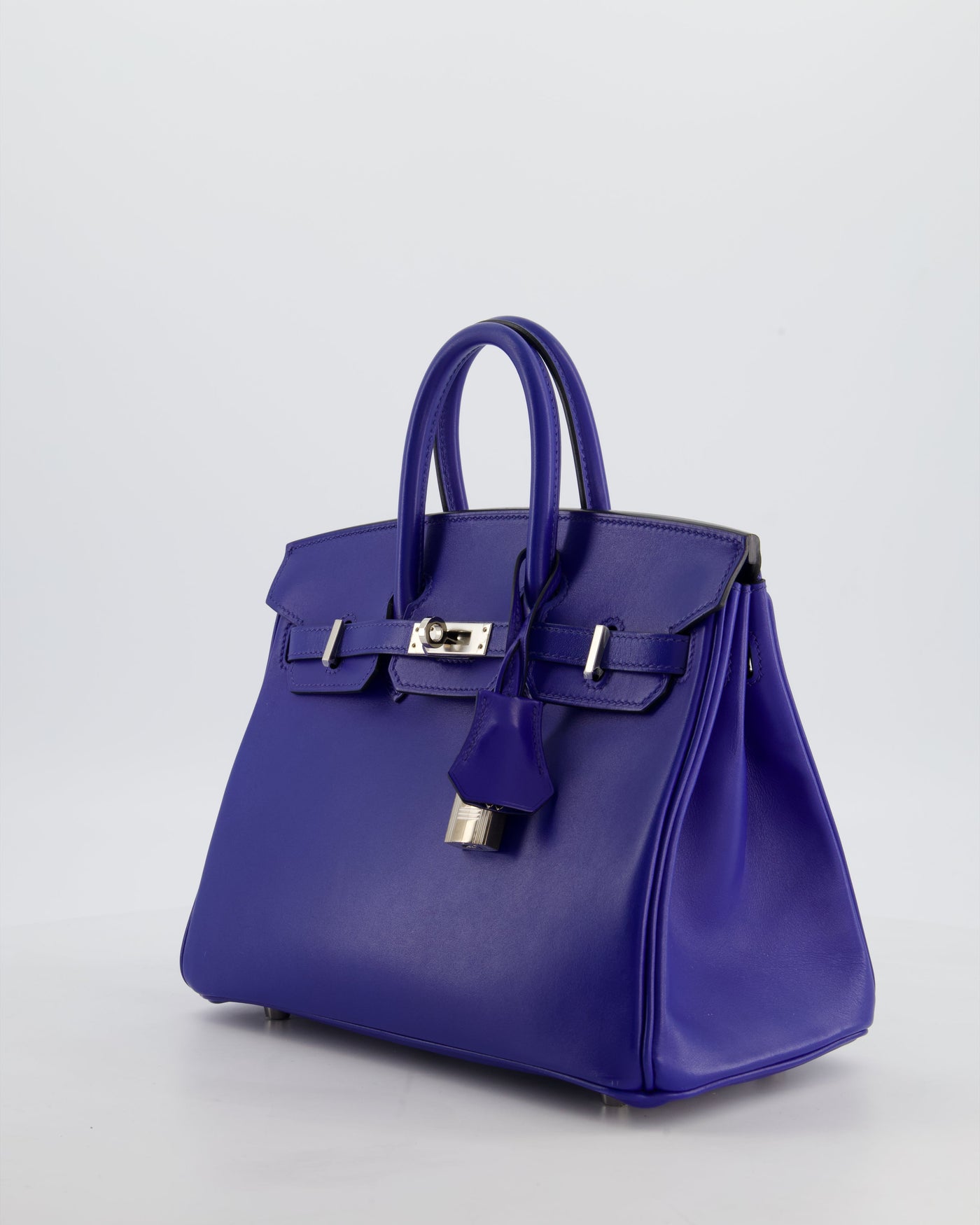 Hermes Birkin 25 Retourne Bag in Blue Electrique Tadelakt Leather with Palladium Hardware - Product Image 9